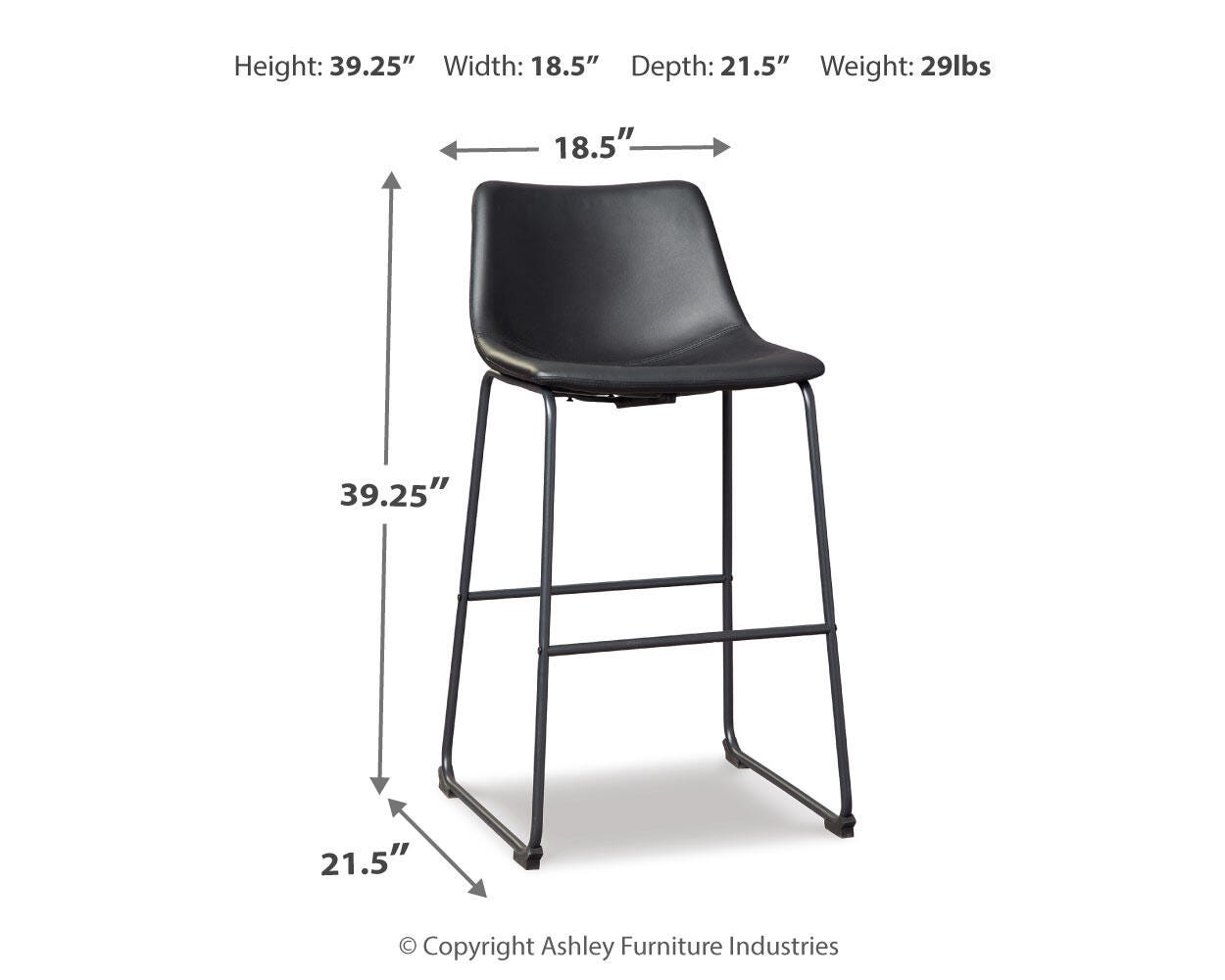 Centiar Pub Height Bar Stool, Black, large