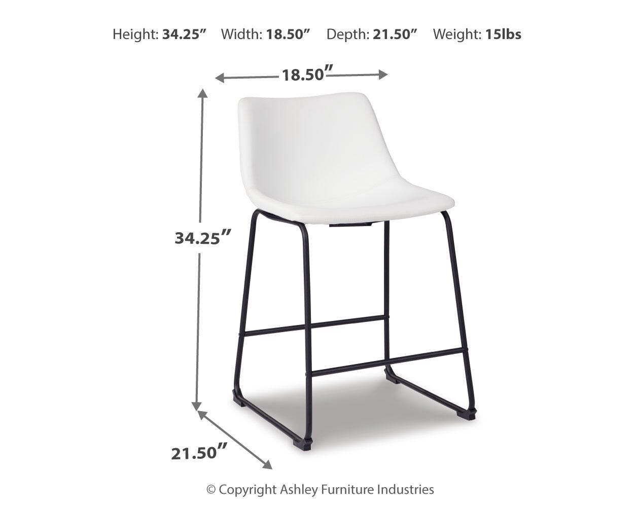 Centiar Counter Height Bar Stool, White, large