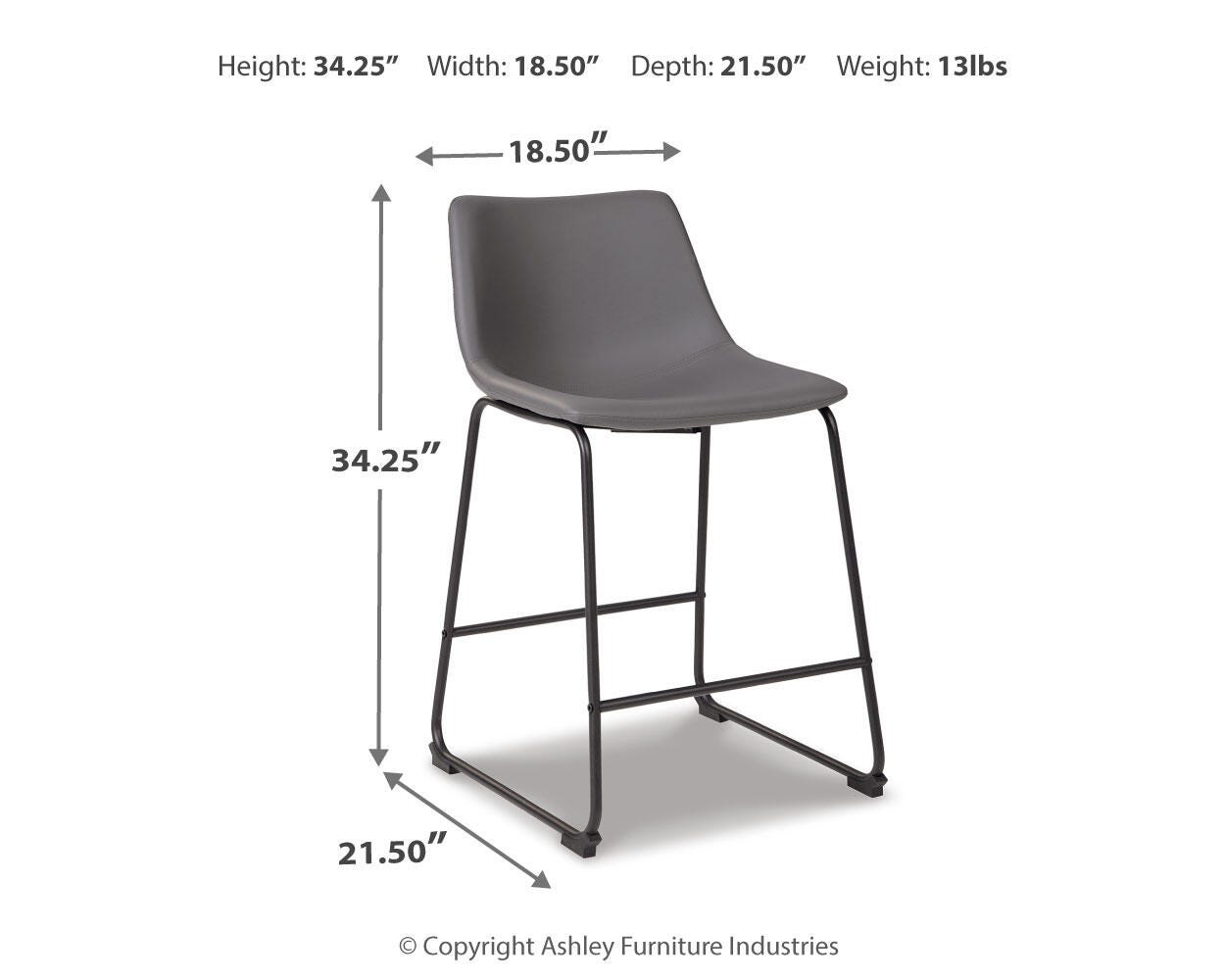 Centiar Counter Height Bar Stool, Gray, large