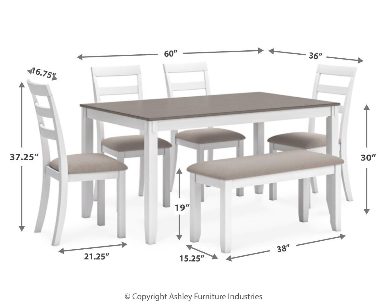 Stonehollow Dining Table and Chairs with Bench (Set of 6), , large