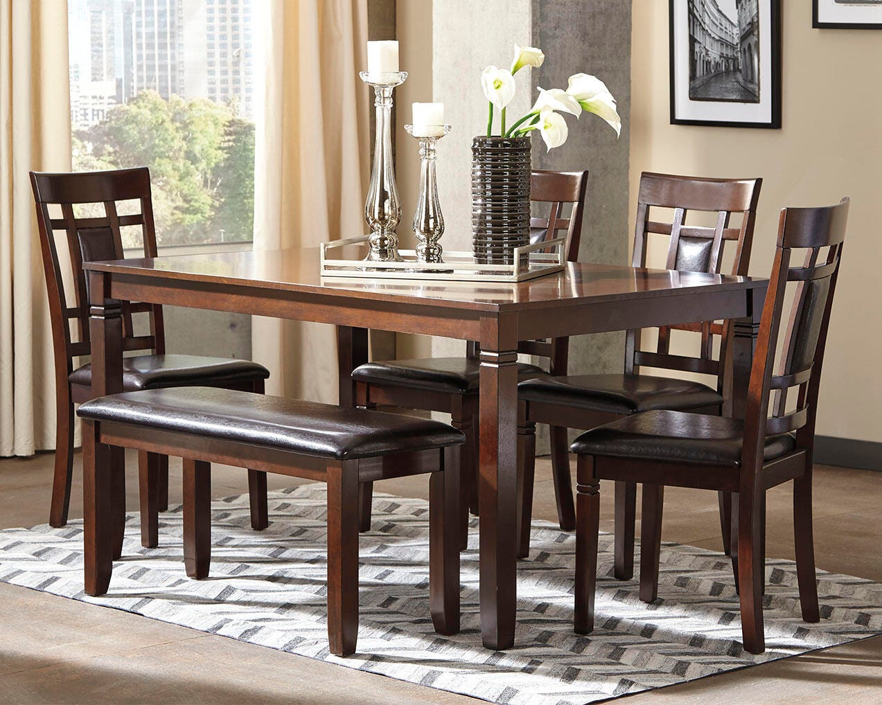 Bennox Dining Table and Chairs with Bench (Set of 6) - image 1