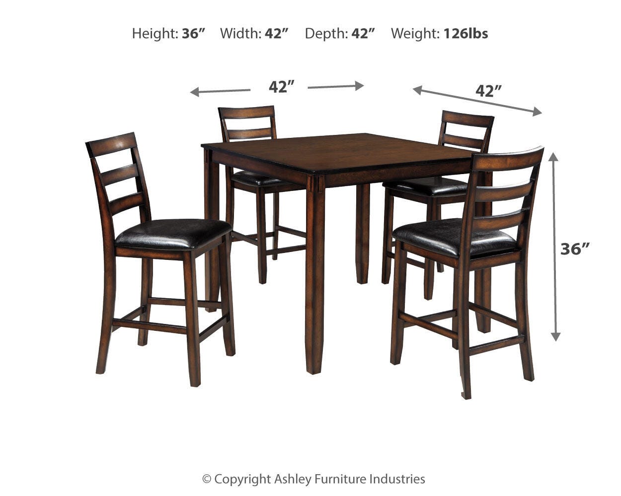 Mesa de comedor y taburetes de bar de altura de mostrador Coviar (Juego de 5) - image 4