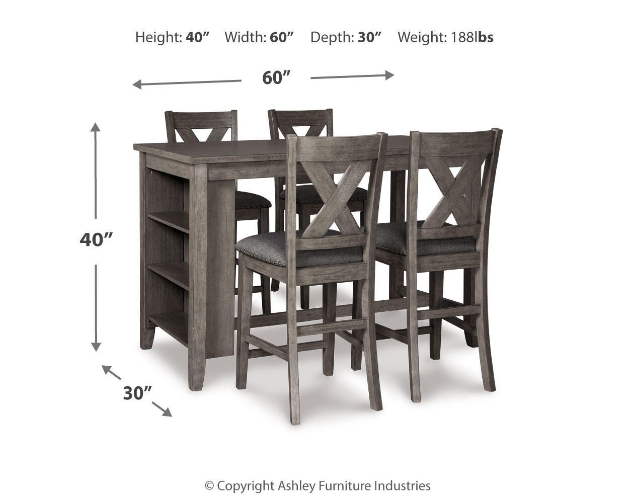 Caitbrook Counter Height Dining Table and 4 Barstools, , large