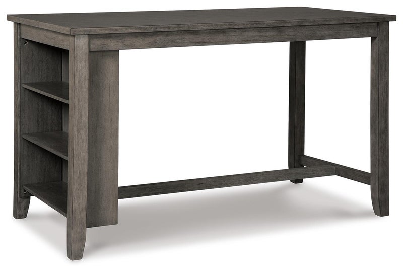 Caitbrook Counter Height Dining Table with Shelves, Gray