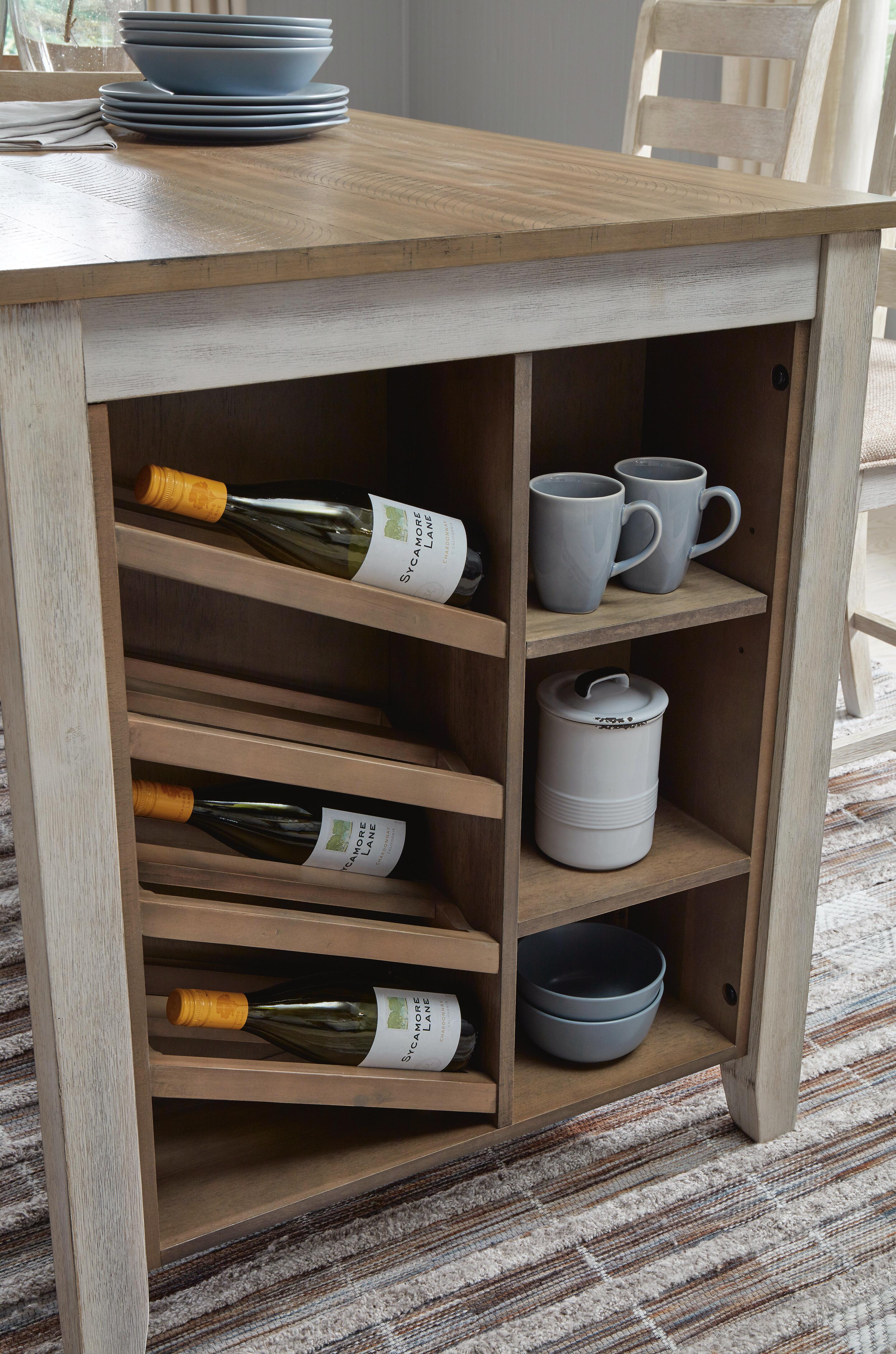 Skempton Counter Height Dining Table with Built-In Wine Rack and