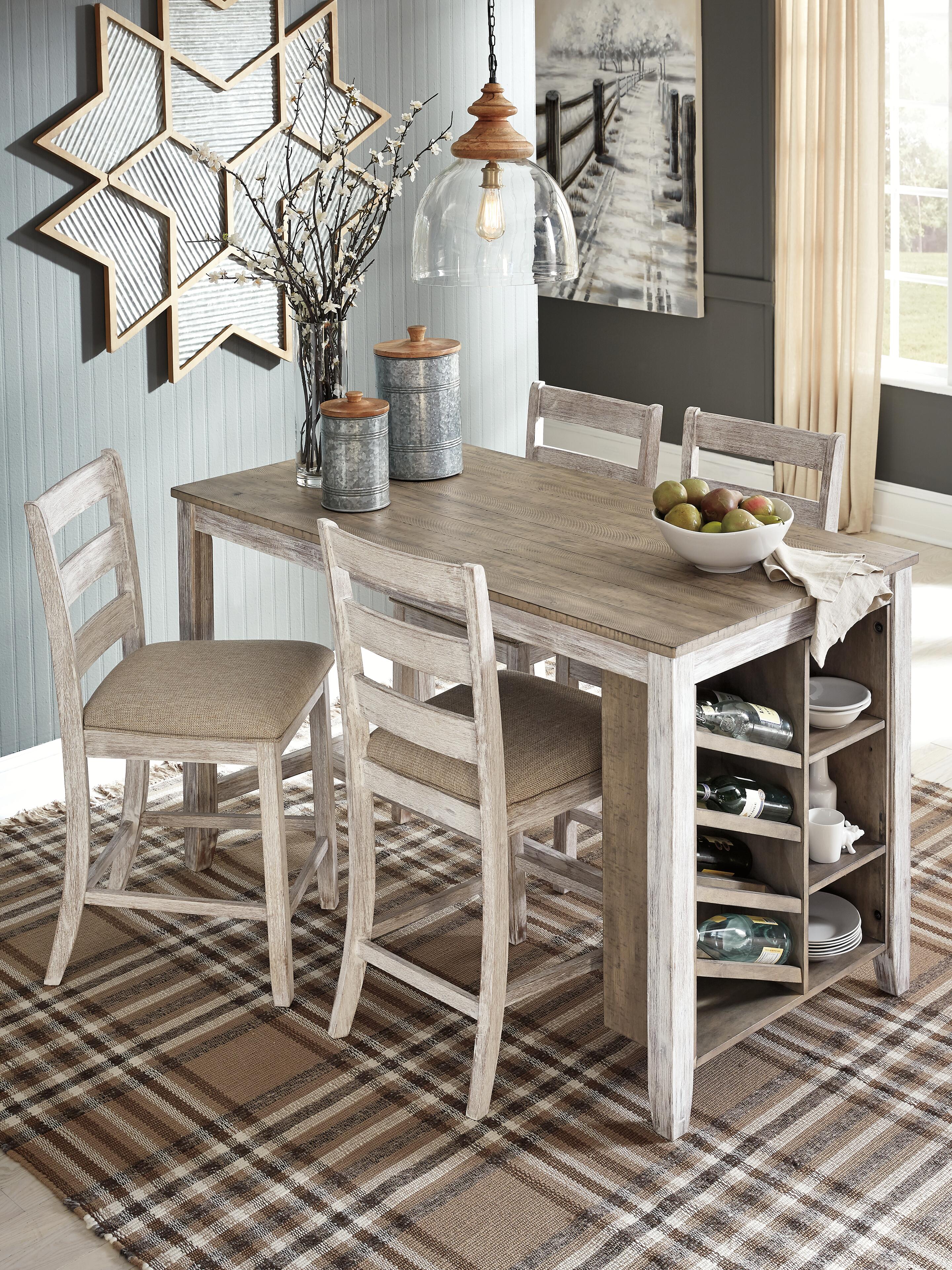 Skempton Counter Height Dining Table with Built-In Wine Rack and