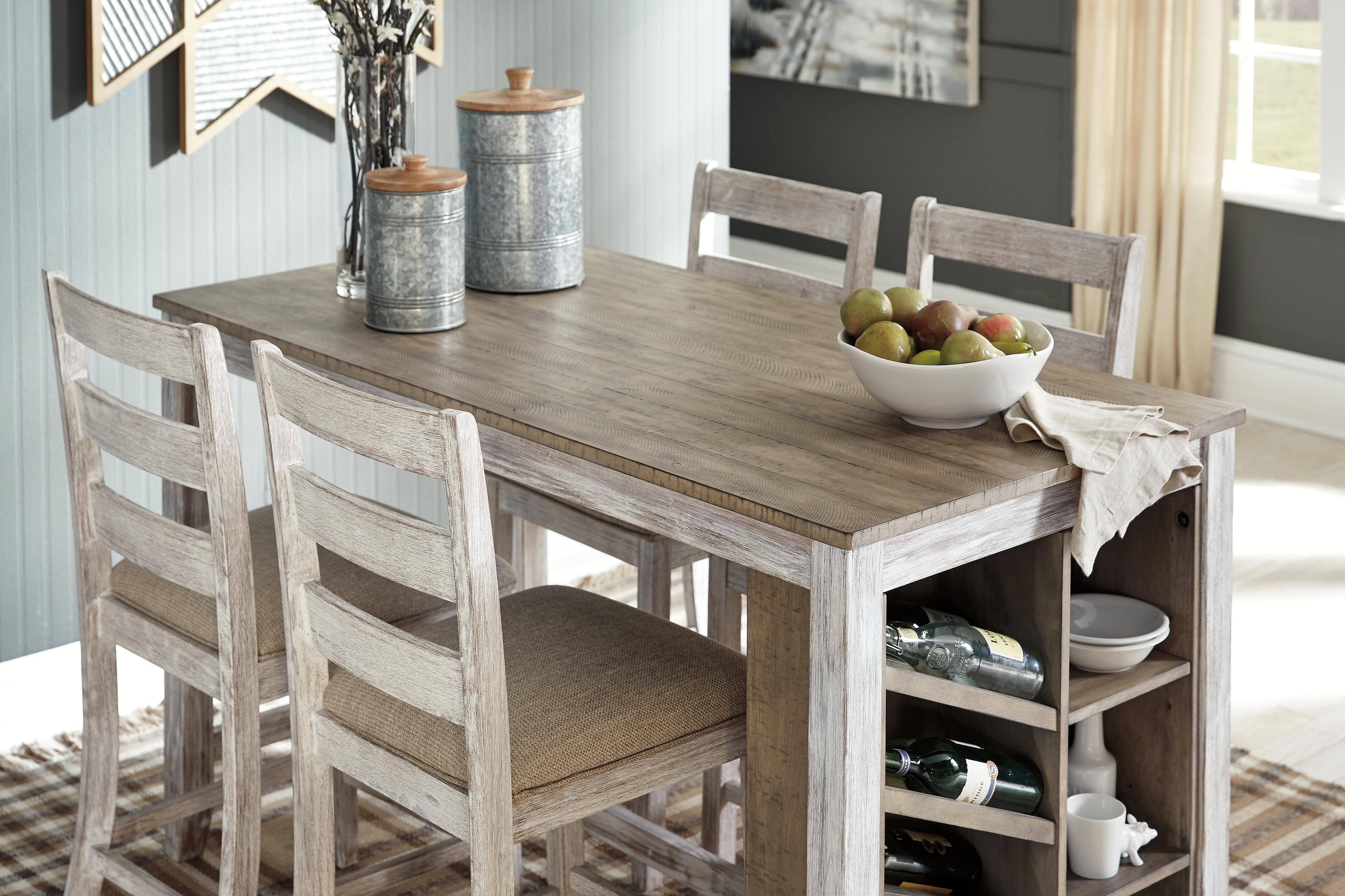 Skempton Counter Height Dining Table with Built-In Wine Rack and