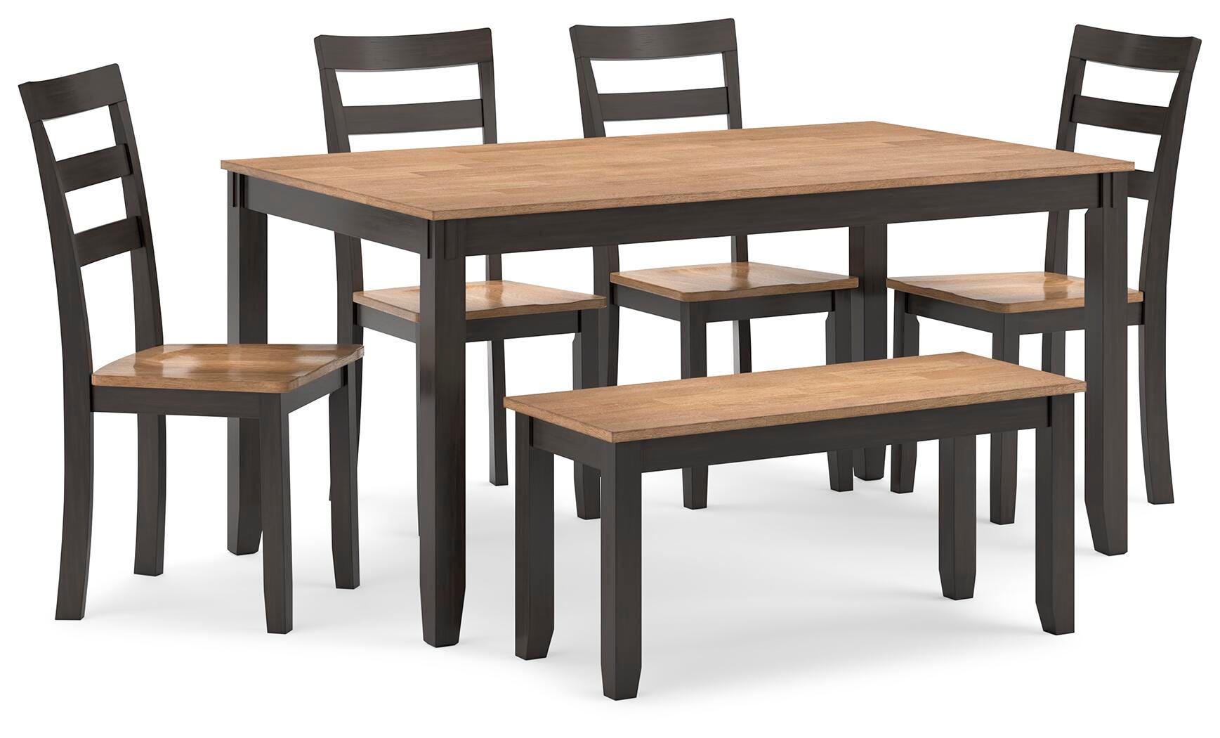 Gesthaven Dining Table with 4 Chairs and Bench (Set of 6), Natural/Brown, large
