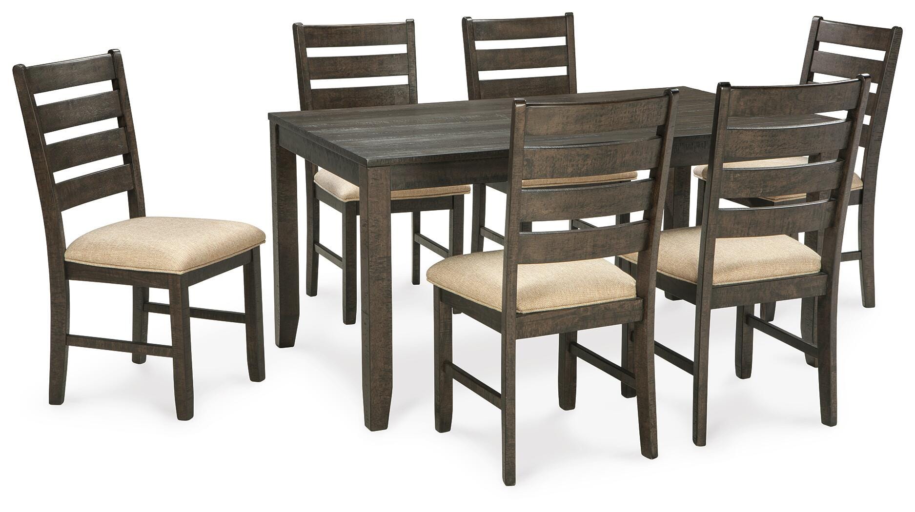Rokane Dining Table and Chairs (Set of 7), Brown, large