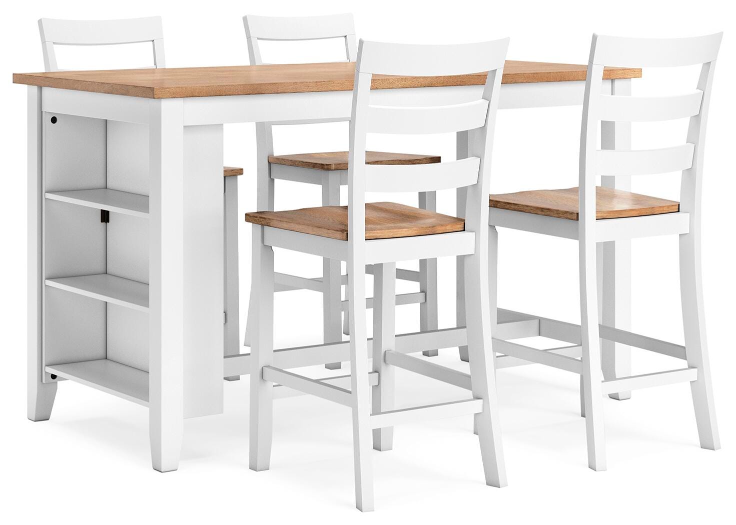 Gesthaven Counter Height Dining Table and 4 Barstools, Natural/White, large