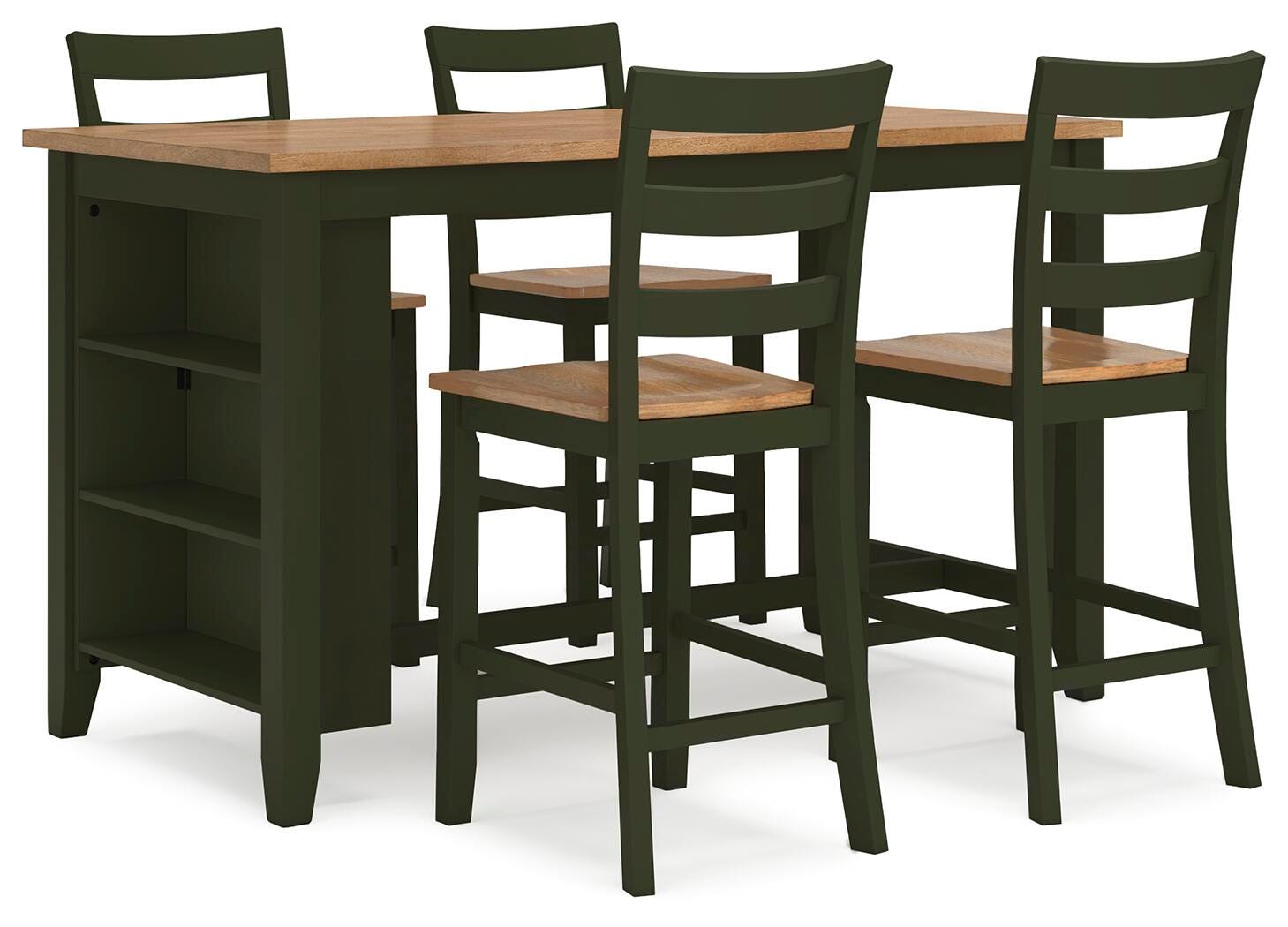 Gesthaven Counter Height Dining Table and 4 Barstools, Natural/Green, large