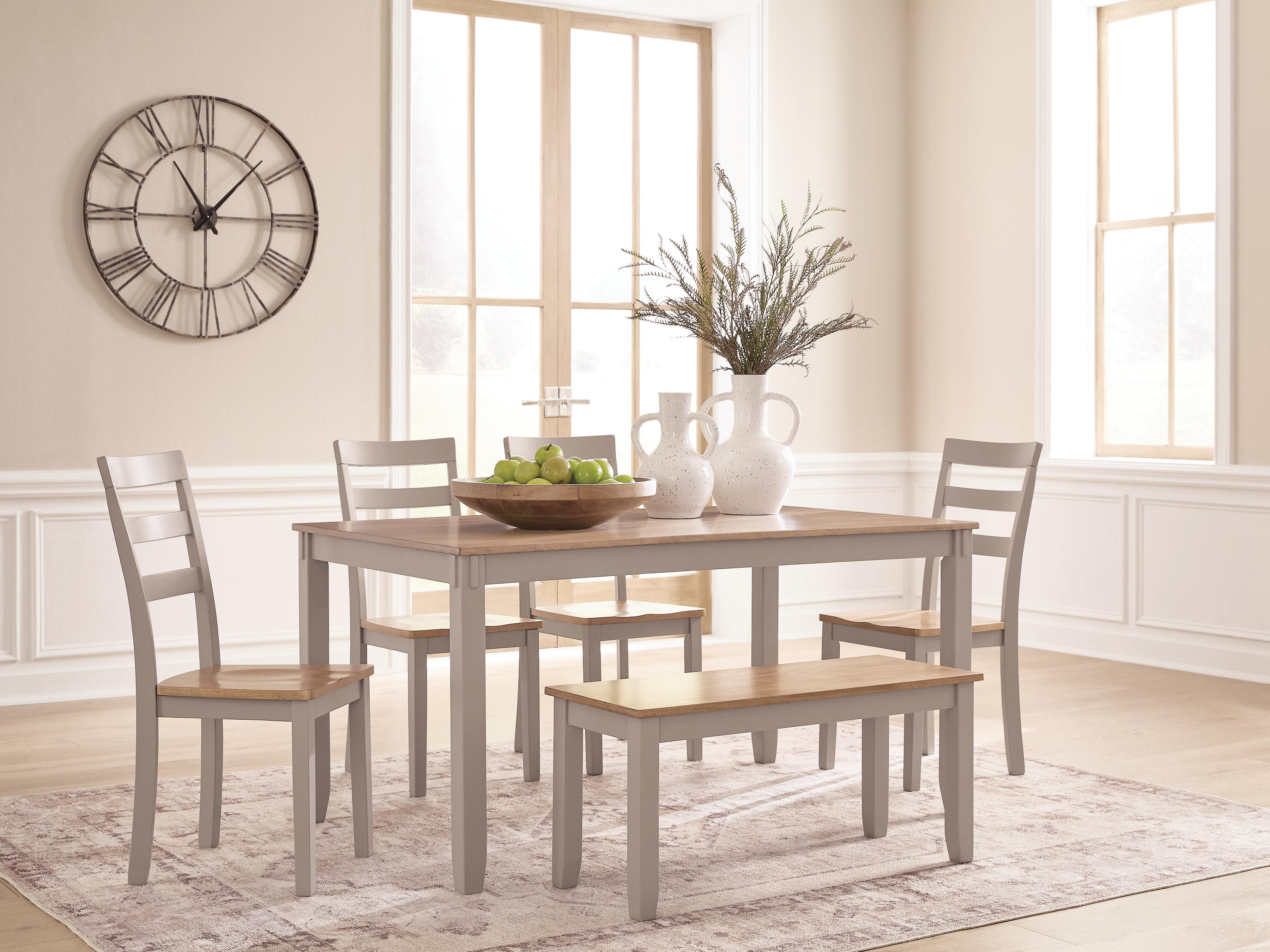 Gesthaven Dining Table and 4 Chairs and Bench (Set of 6), Natural/Gray, rollover