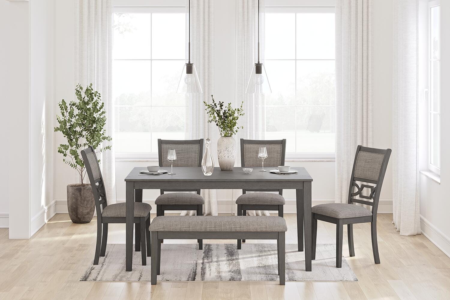Wrenning Dining Table and 4 Chairs and Bench (Set of 6) - image 1