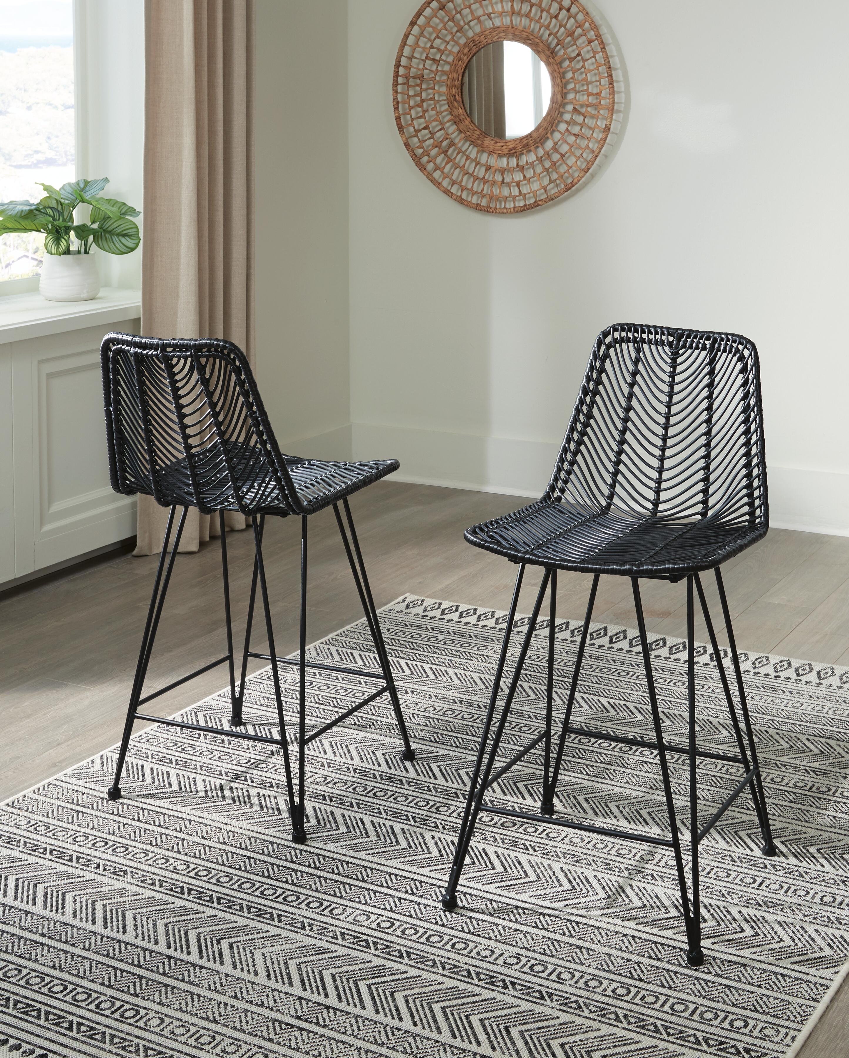 Angentree Counter Height Bar Stool, Black, large