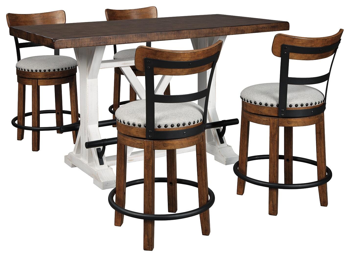 Mesa de comedor de altura de mostrador y 4 taburetes de bar Valebeck - image 1