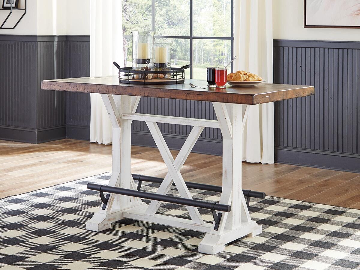 Valebeck Counter Height Dining Table, White/Brown, rollover