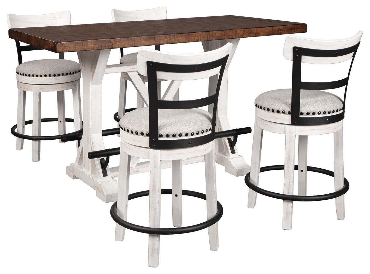 Valebeck Counter Height Dining Table and 4 Barstools, White, large