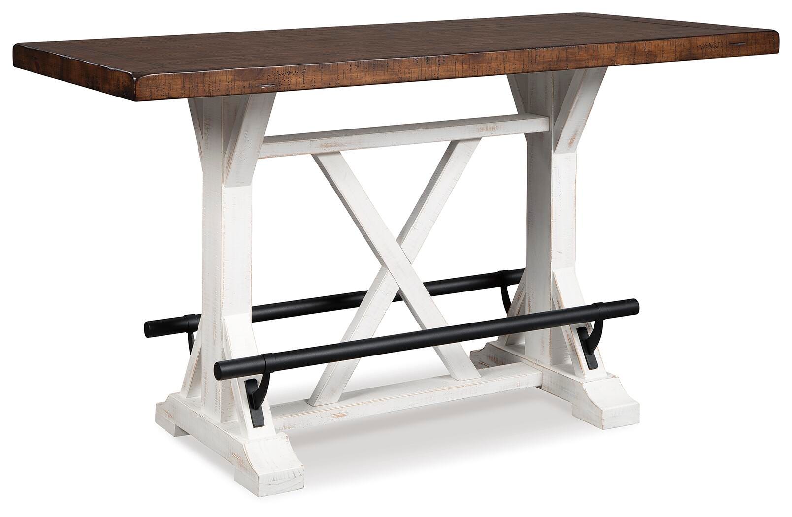Valebeck Counter Height Dining Table, White/Brown, large