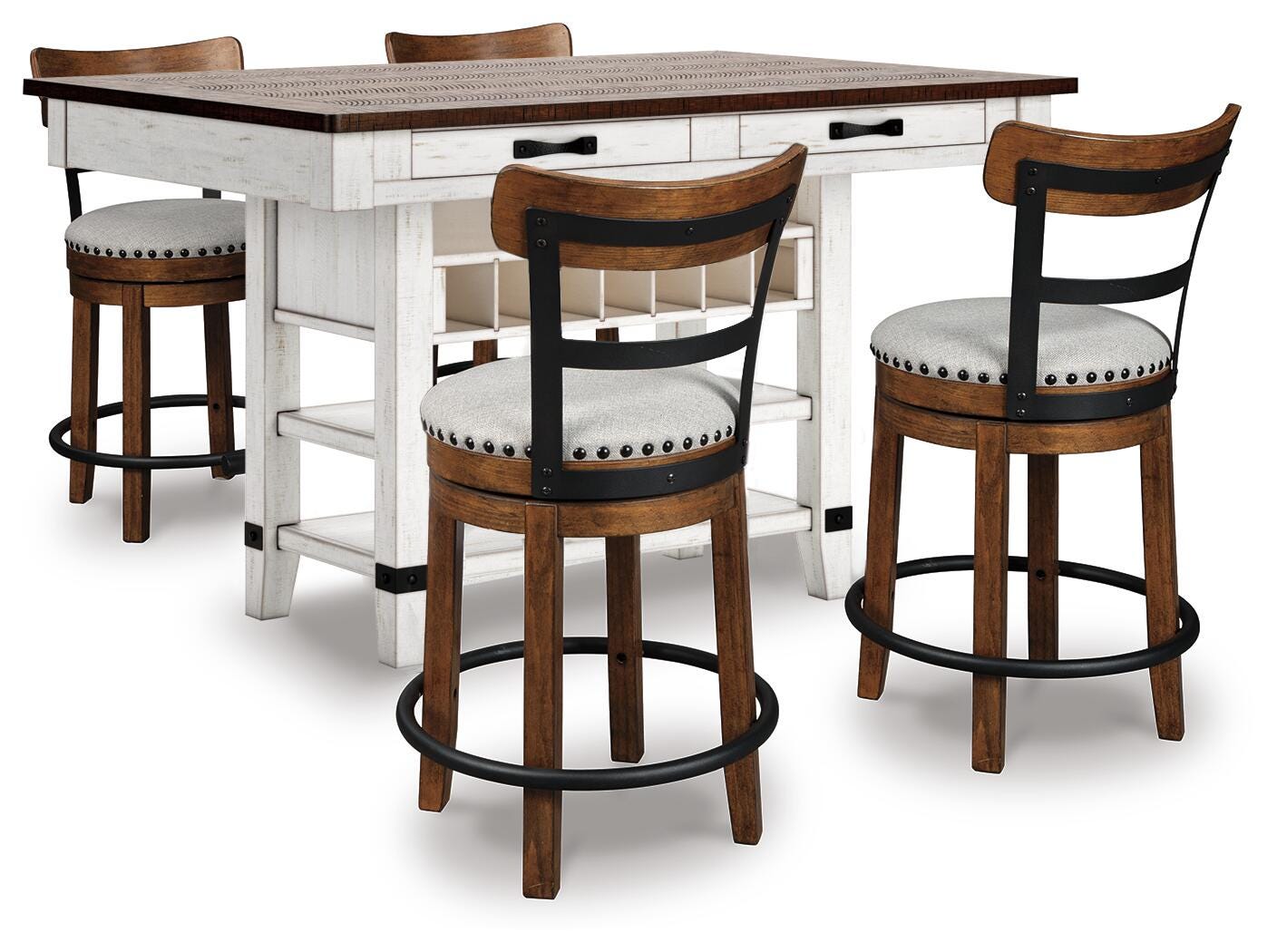 Mesa de comedor de altura de mostrador y 4 taburetes de bar Valebeck - image 2