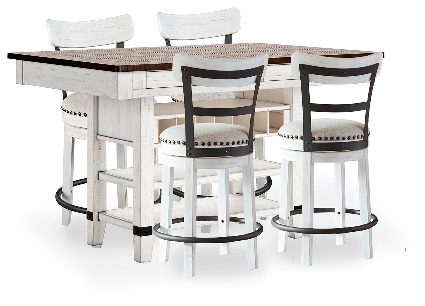 Mesa de comedor de altura de mostrador y 4 taburetes de bar Valebeck - image 1