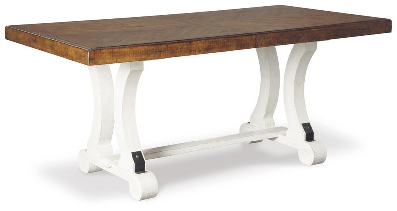Valebeck 69"-86" Extendable Dining Table, White/Brown