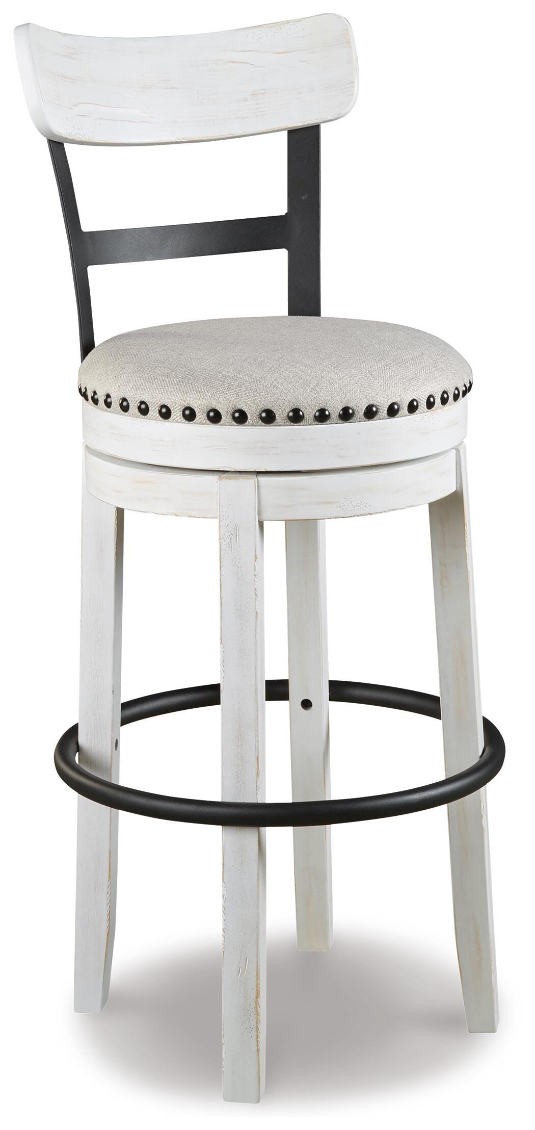 Valebeck Bar Height Upholstered Swivel Bar Stool with Contoured Back