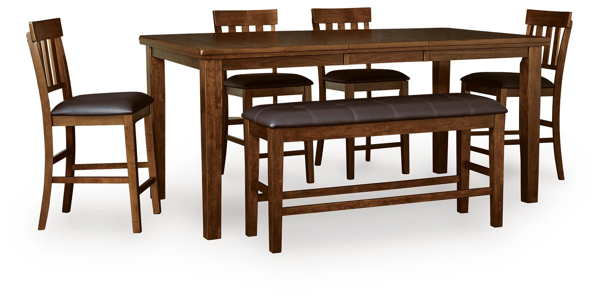 Ralene Counter Height Dining Table and 4 Barstools and Bench