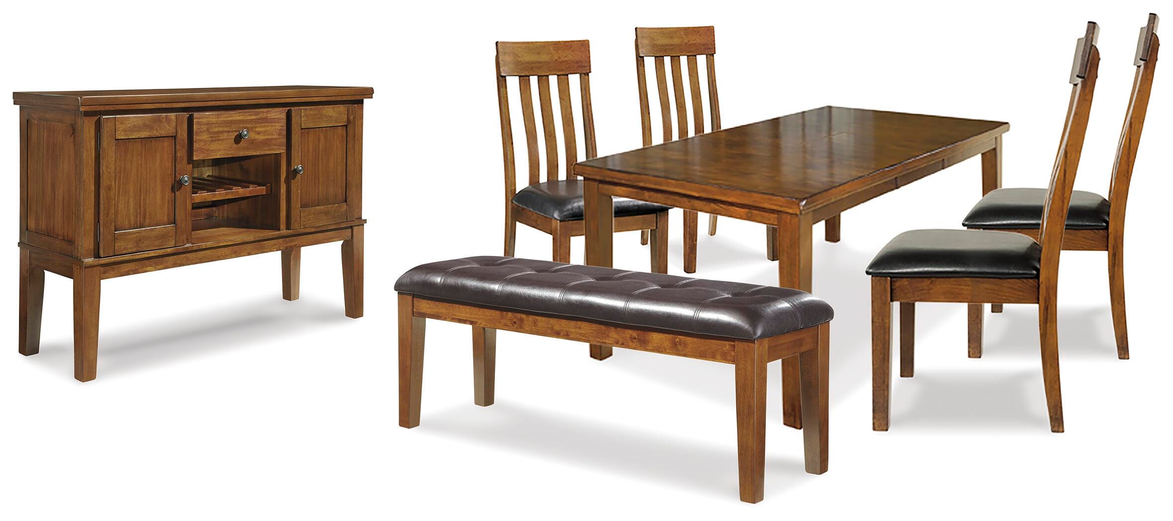 Ralene Dining Table with 4 Chairs, Bench and Server - image 1