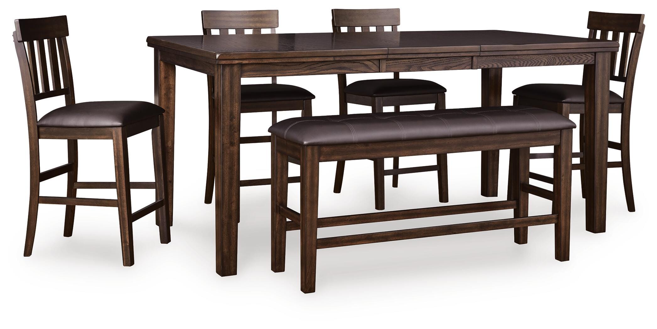 Haddigan Counter Height Dining Table and 4 Barstools and Bench