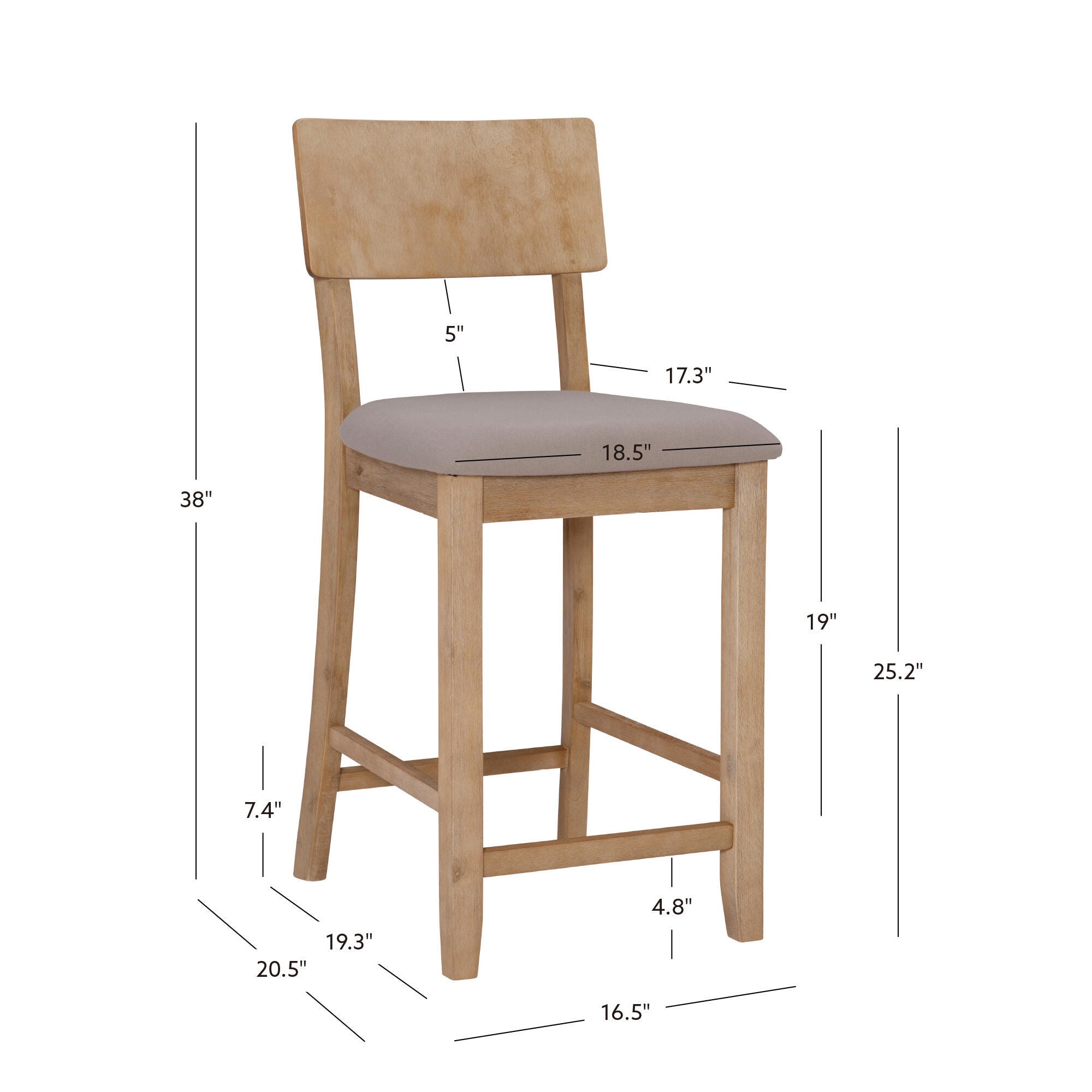 Linon Jordan Counter Stool, Graywash, large