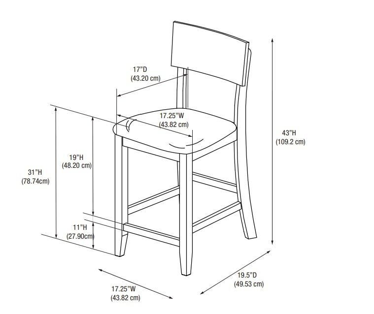 Linon Torino Bar Stool, Black, large