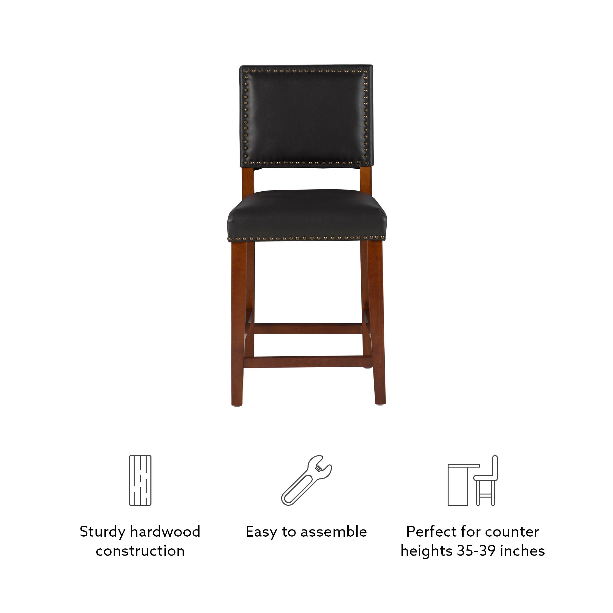 Linon Brook Counter Stool, Black, large