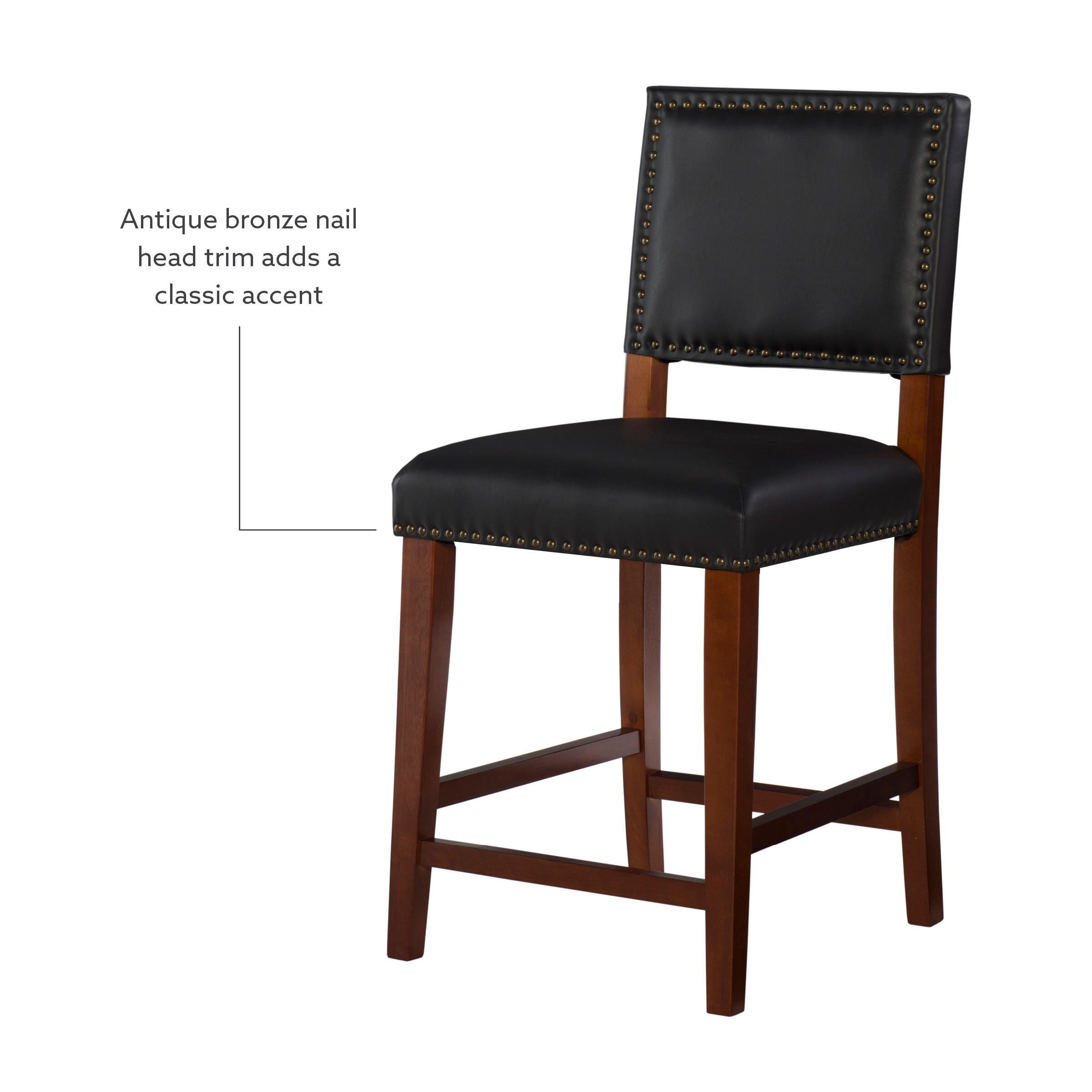 Linon Brook Counter Stool, Black, large