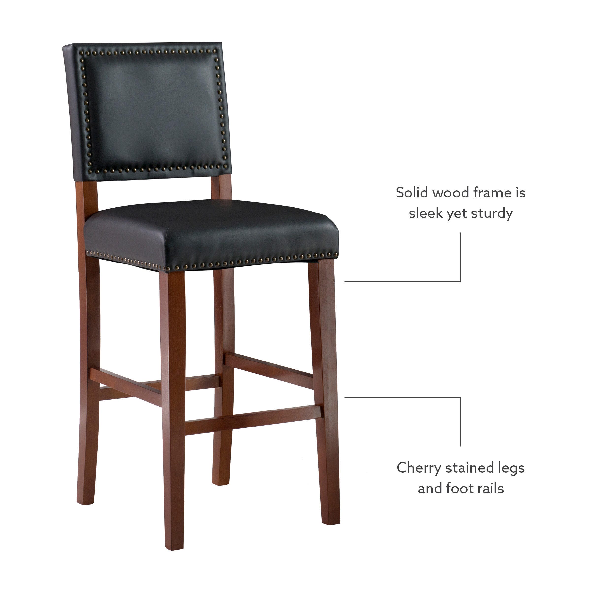 Linon Brook Bar Stool, Black, large