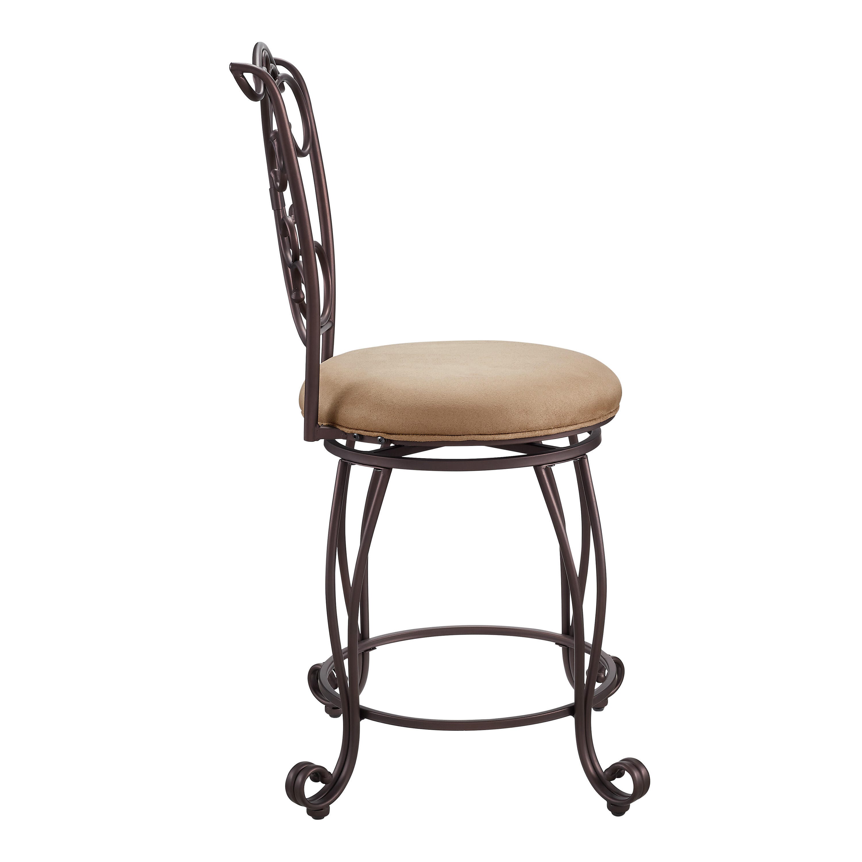 Linon Gathered Back Counter Stool, Brown, large