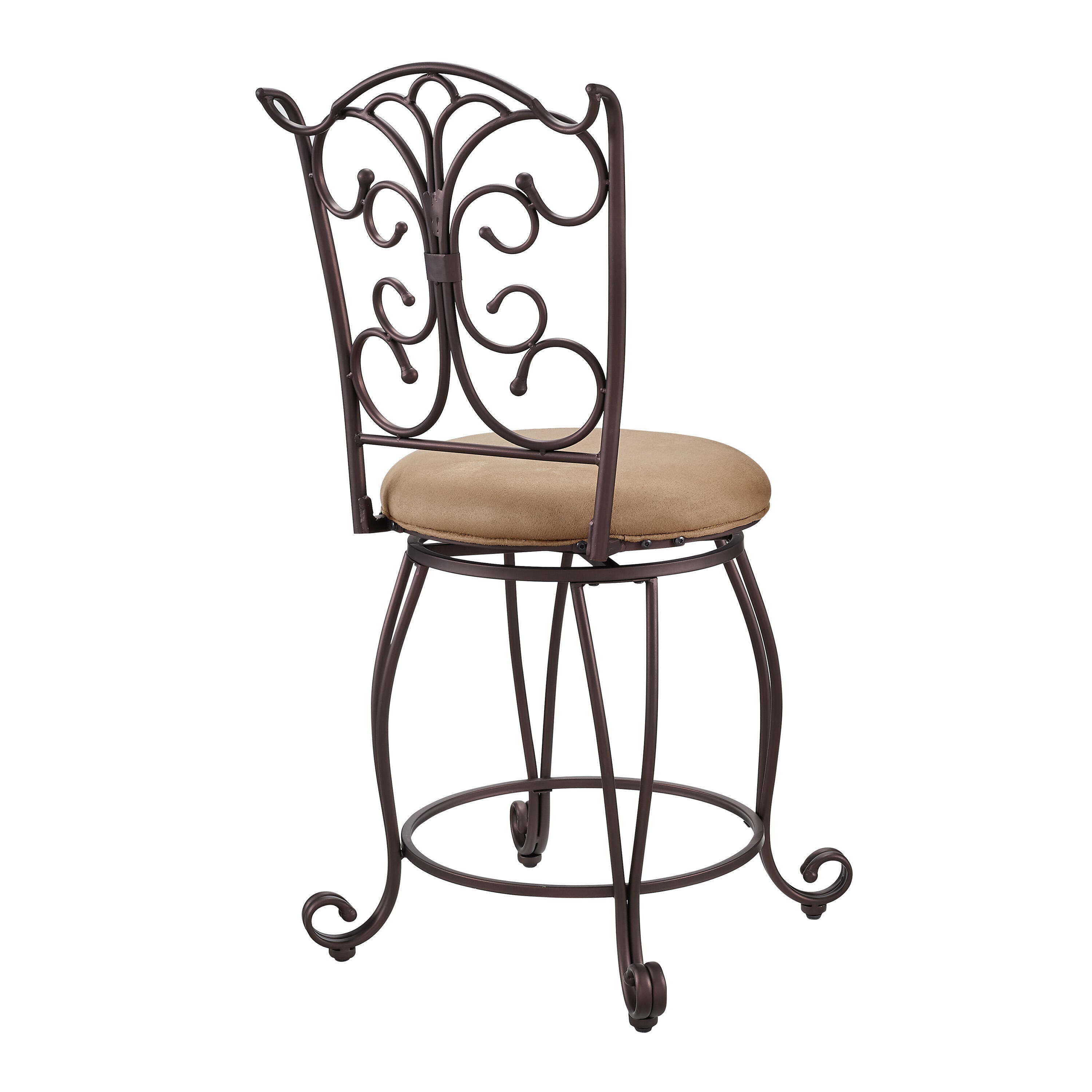 Linon Gathered Back Counter Stool, Brown, large