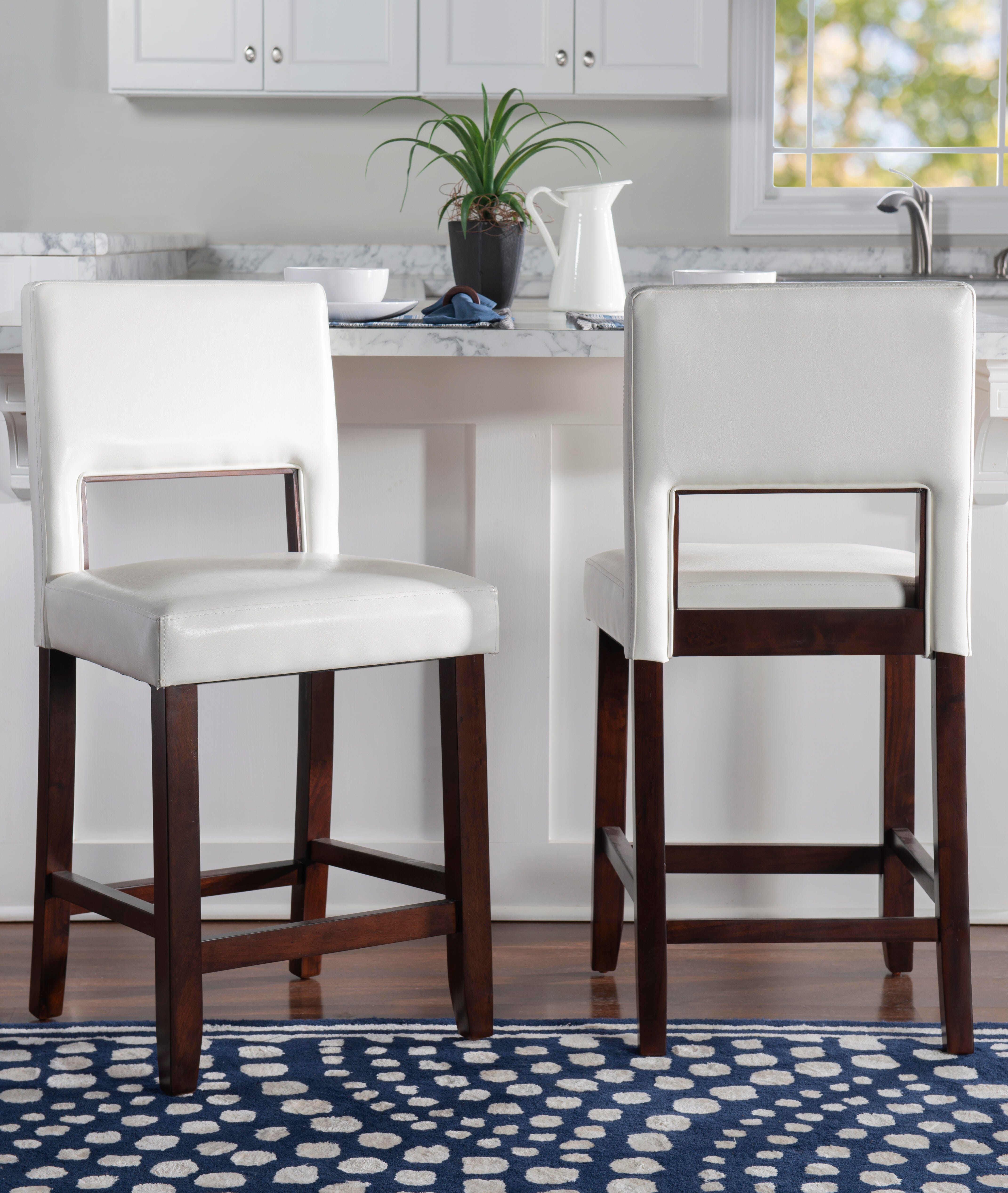 Linon Vega Counter Stool, White, large
