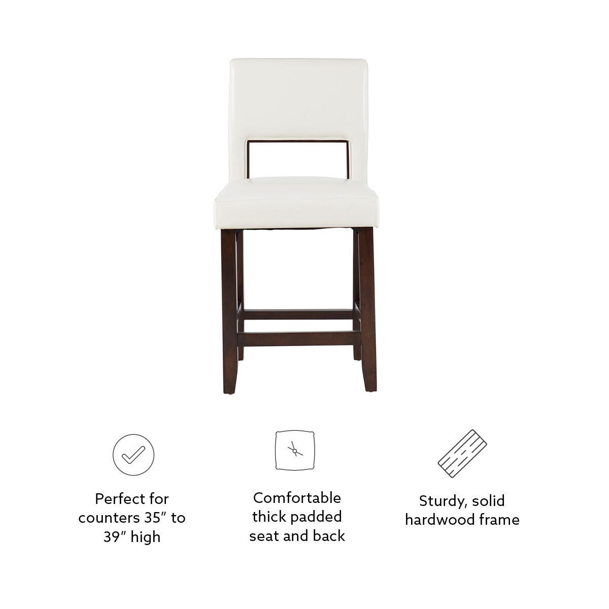 Linon Vega Counter Stool, White, large