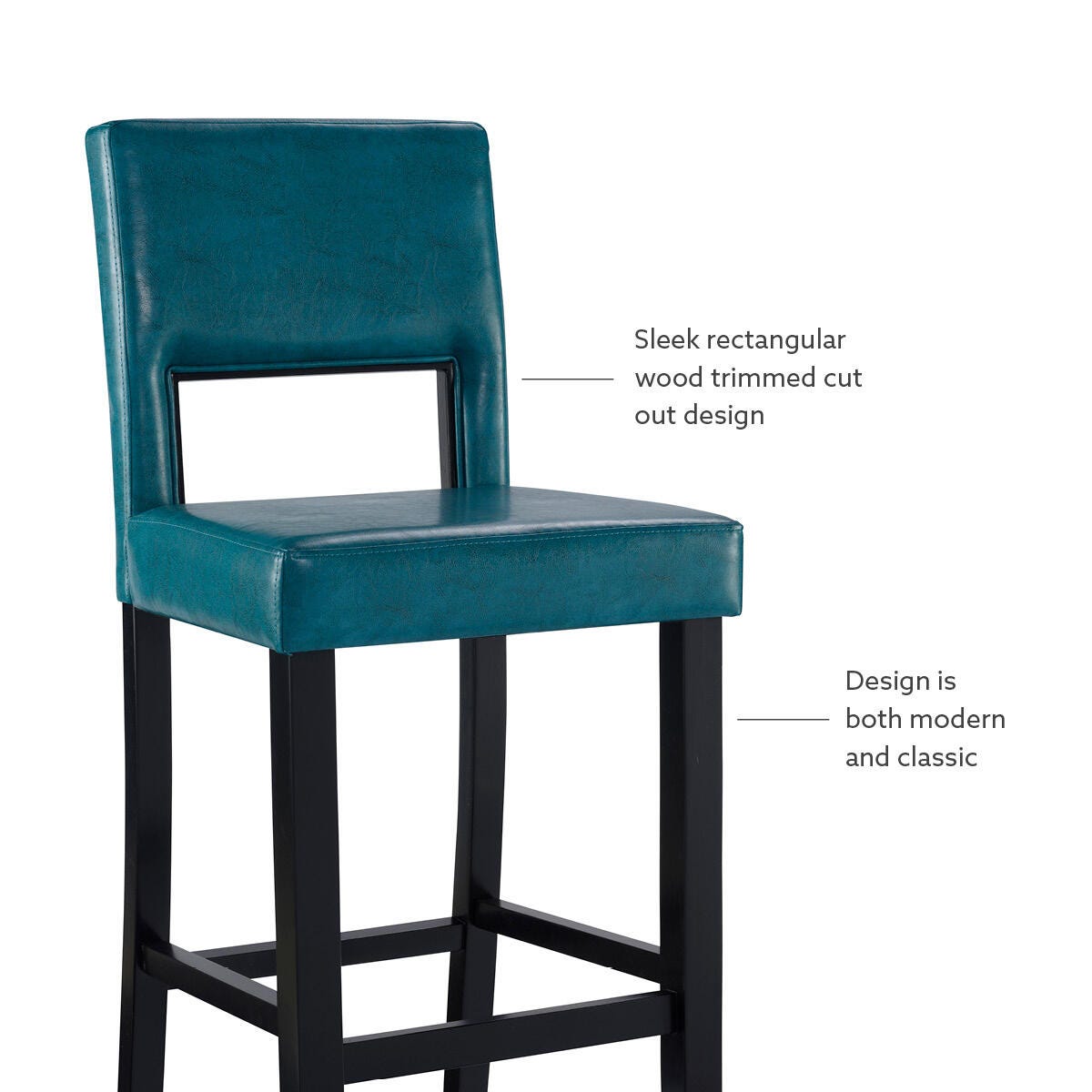 Linon Vega Bar Stool, Blue, large