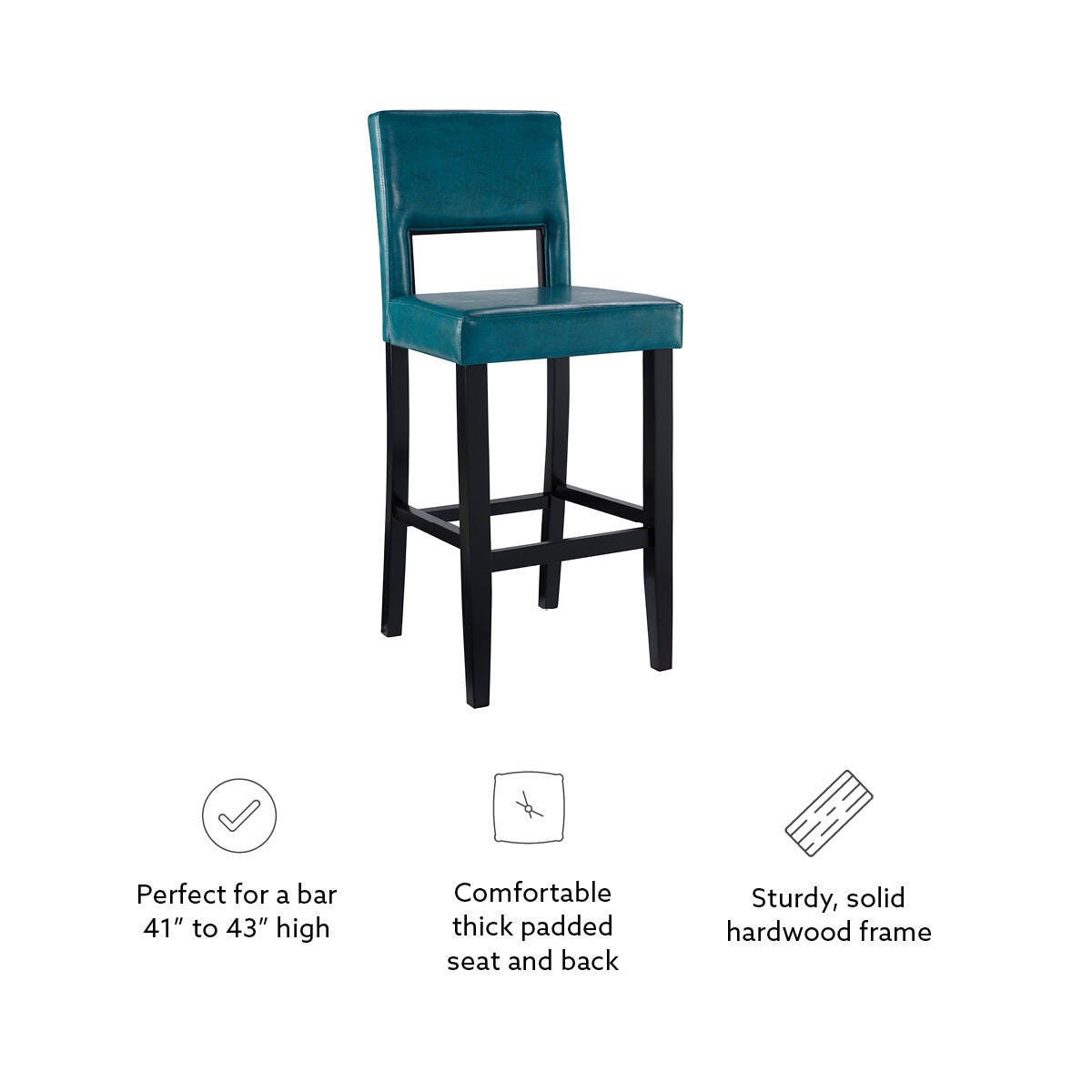 Linon Vega Bar Stool, Blue, large