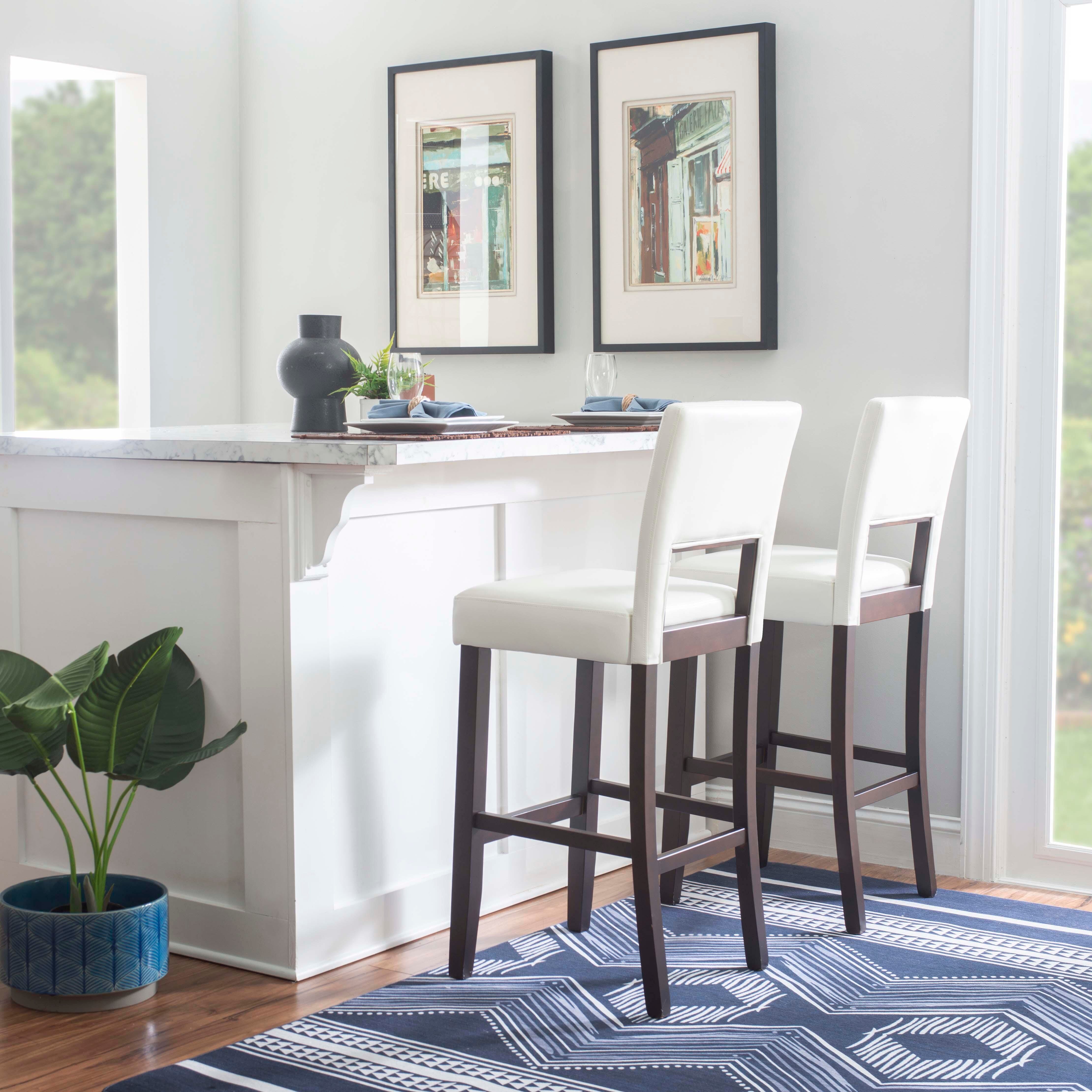 Linon Vega Bar Stool, White, large