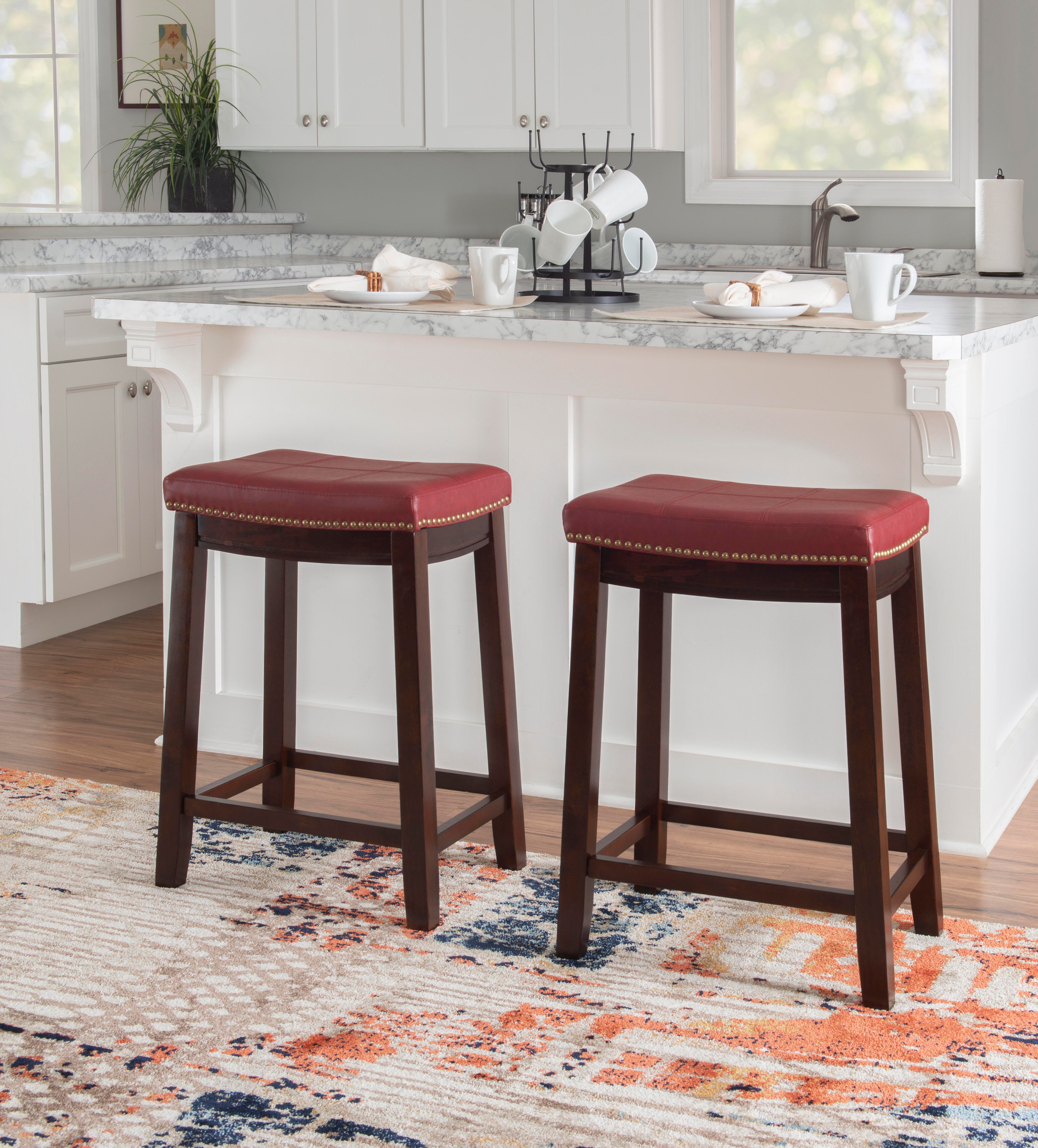 Linon Claridge Counter Stool, Red, large