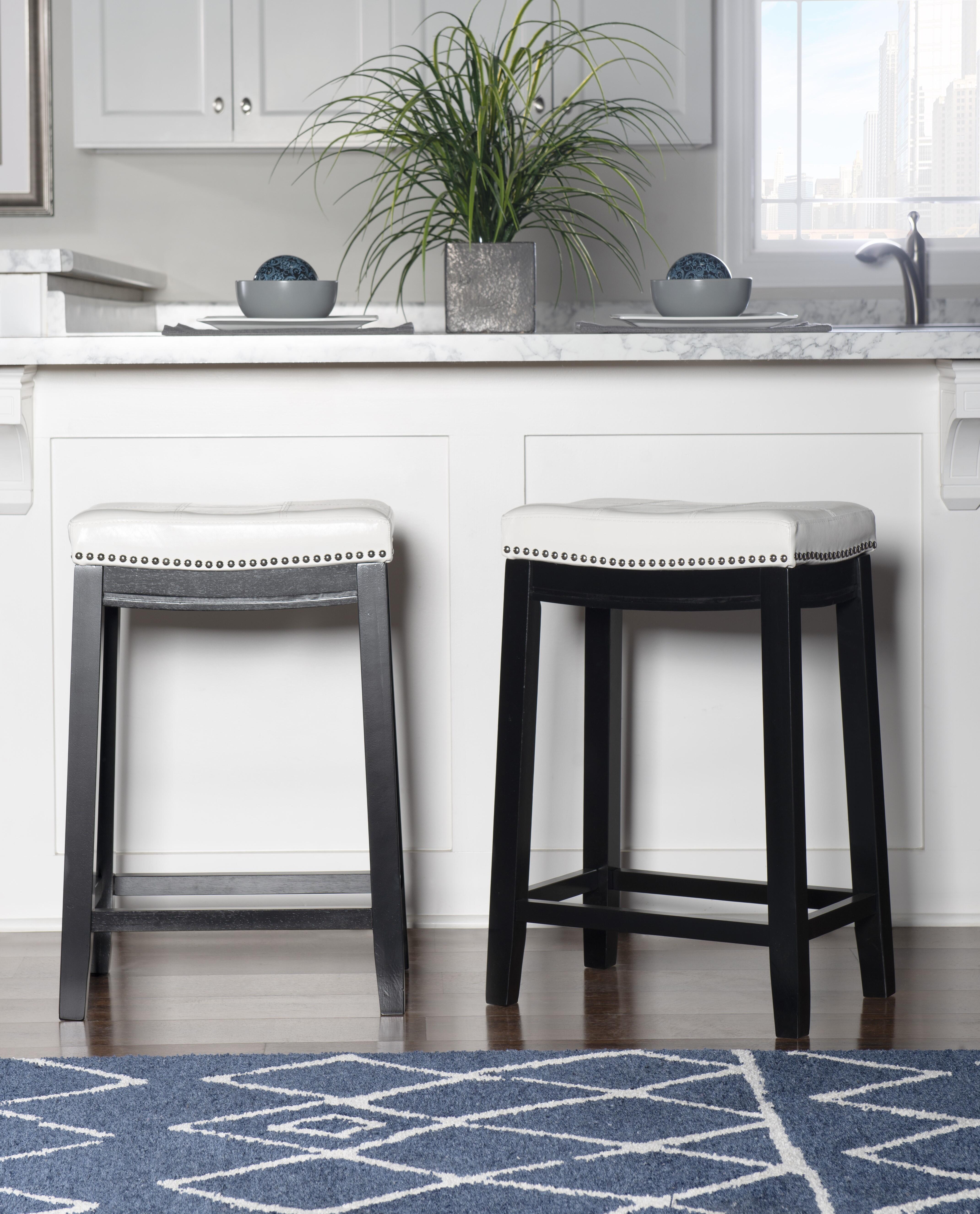 Linon Claridge Backless Counter Stool, White, large