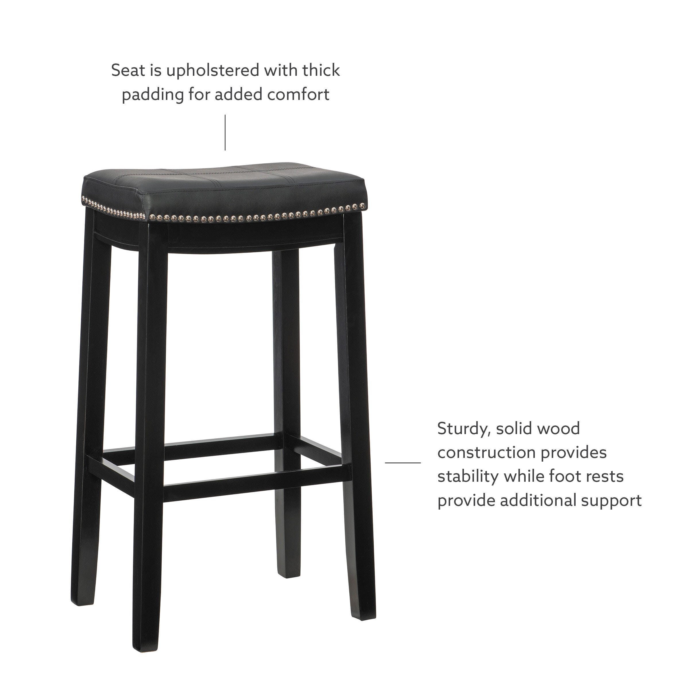 Linon Claridge Barstool, Black, large
