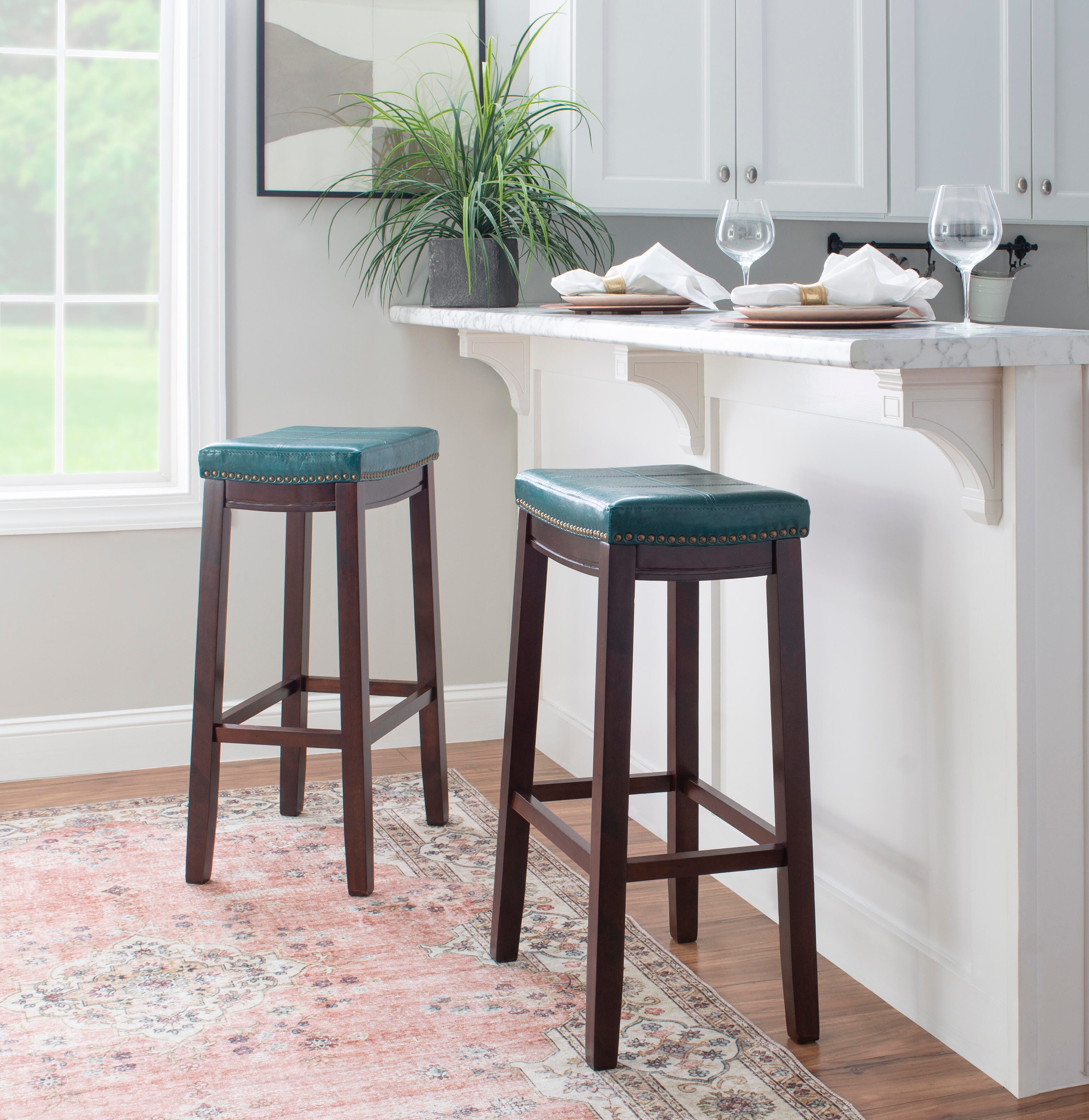 Backless Claridge Bar Stool, Blue, large