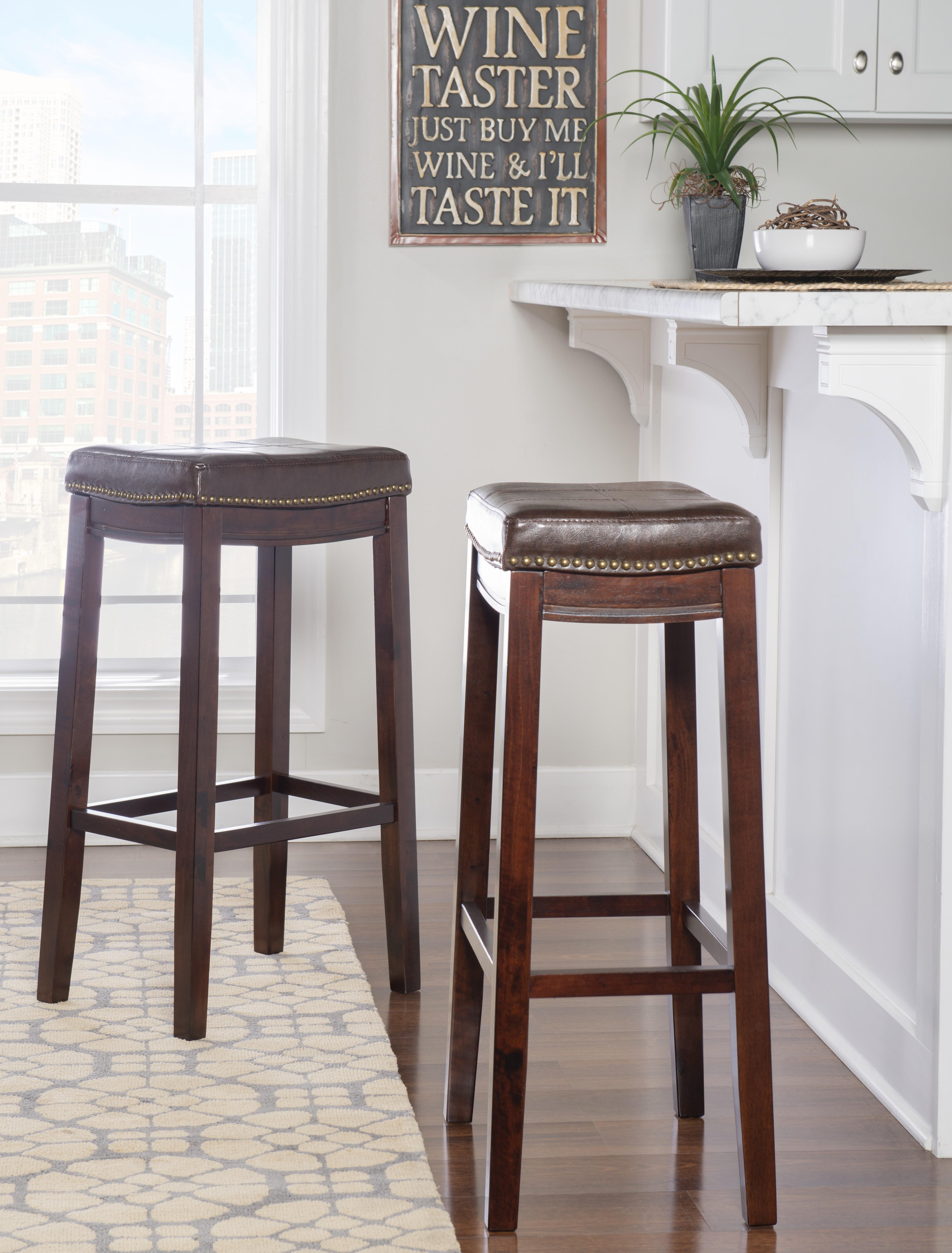 Linon Claridge Barstool, Dark Brown, large