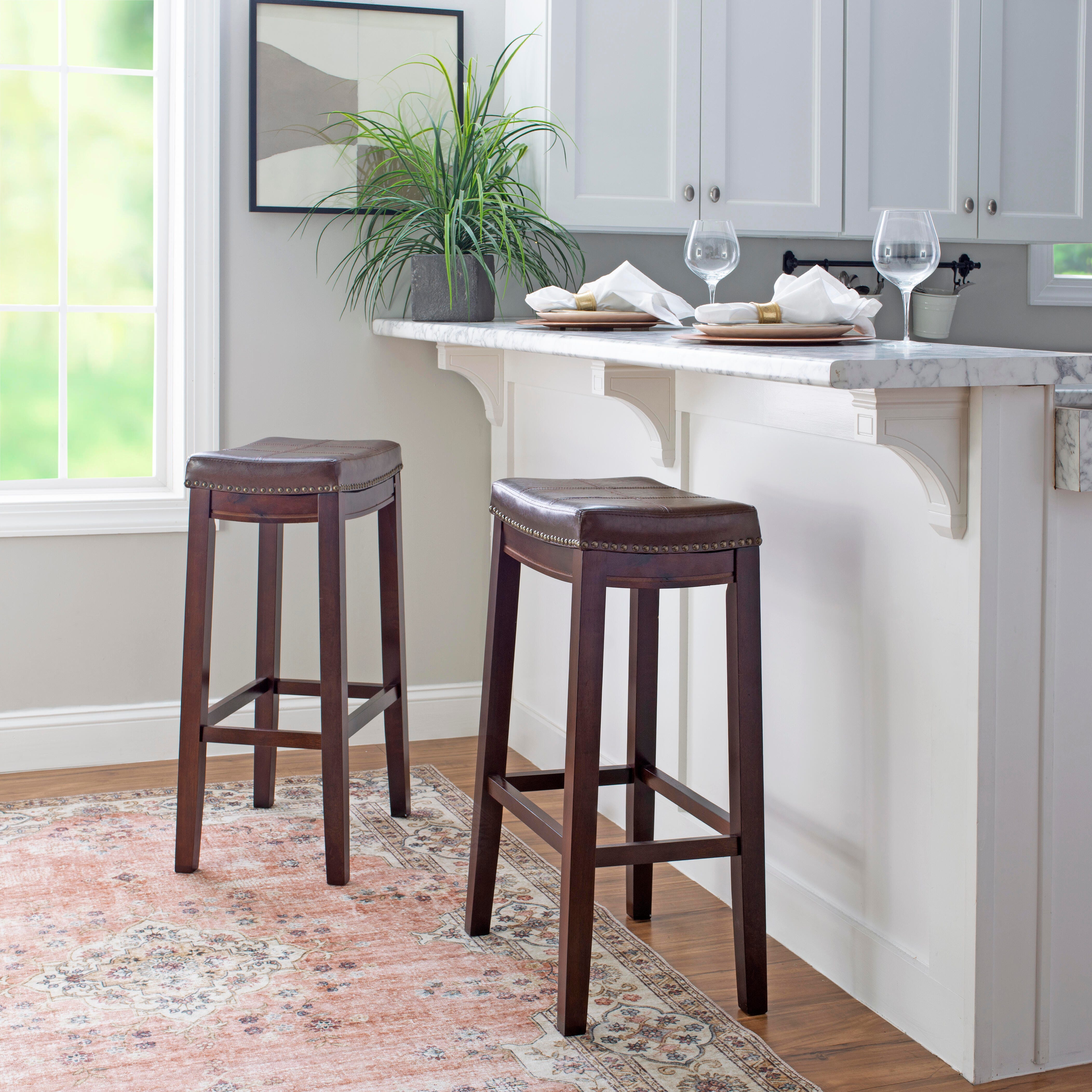 Linon Claridge Barstool, Dark Brown, large