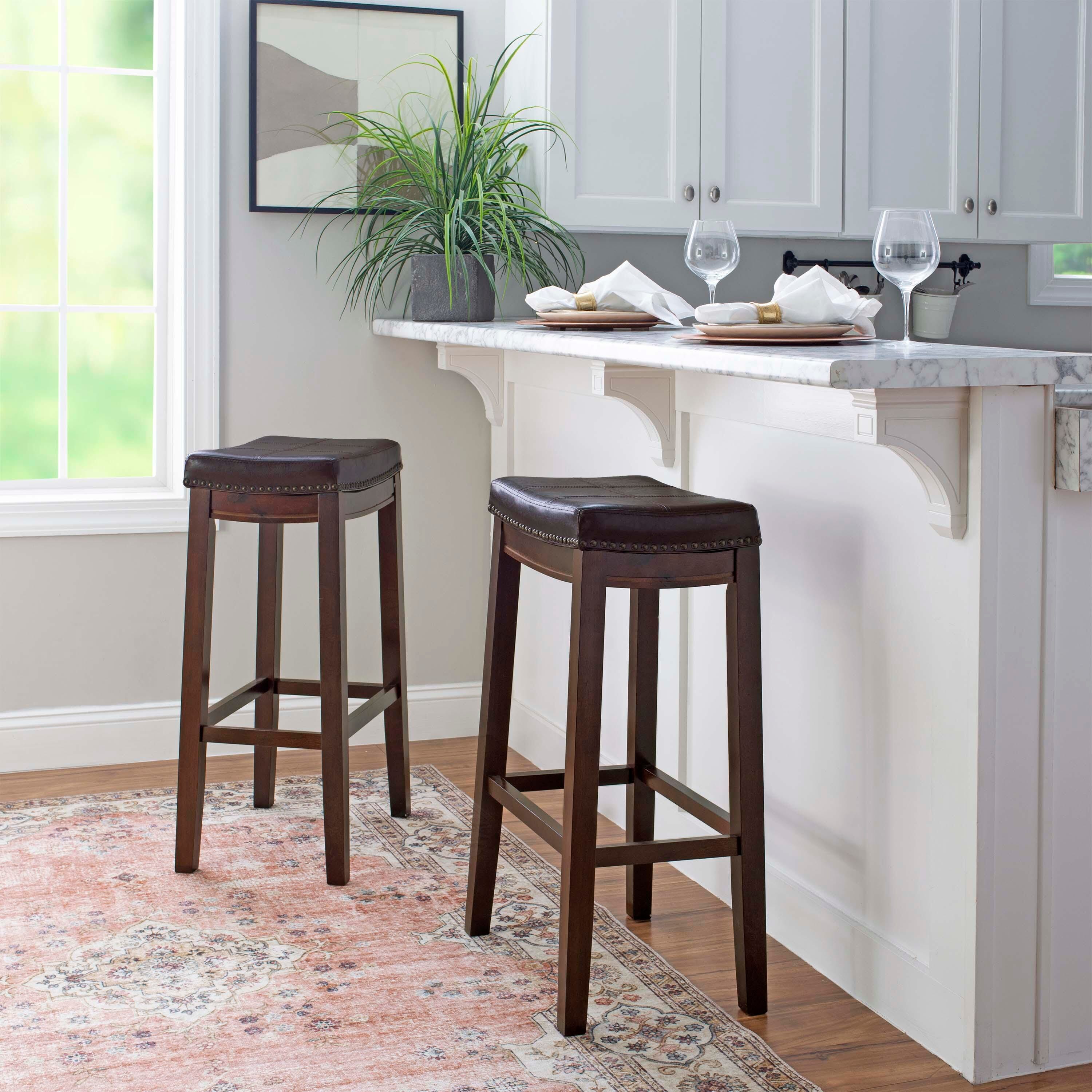 Linon Claridge Barstool, Dark Brown, large