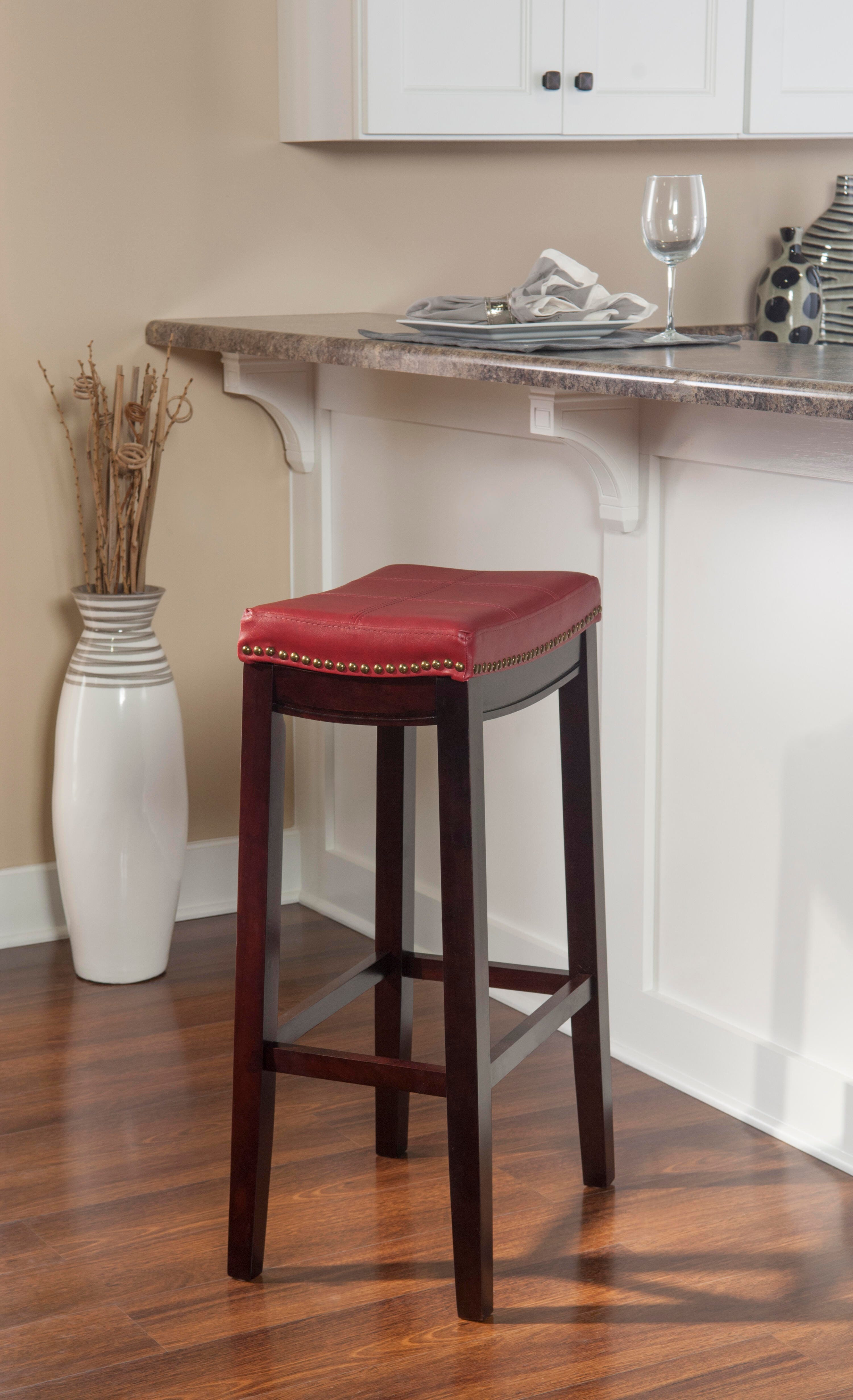Linon Claridge Barstool, Red, large