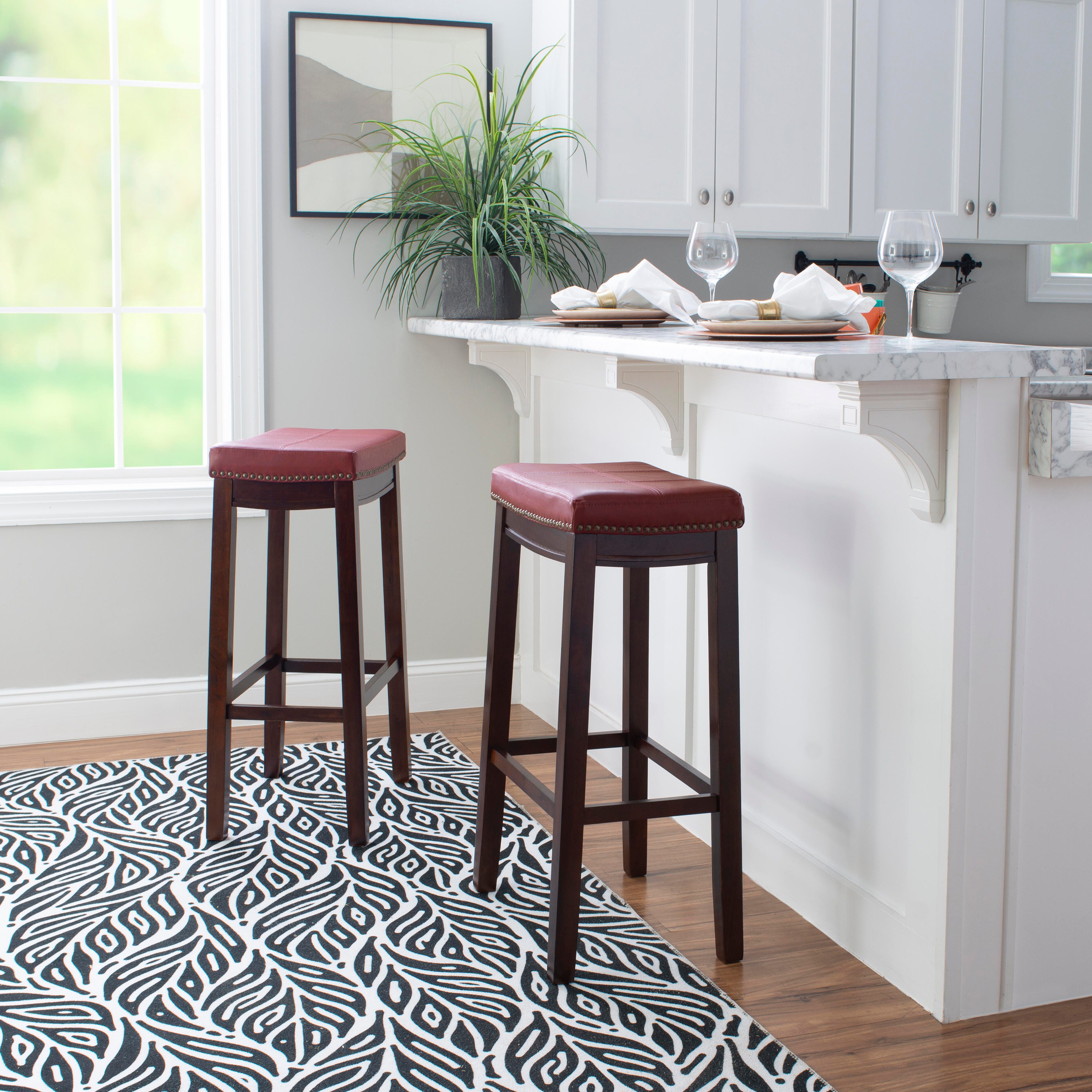 Linon Claridge Barstool, Red, large